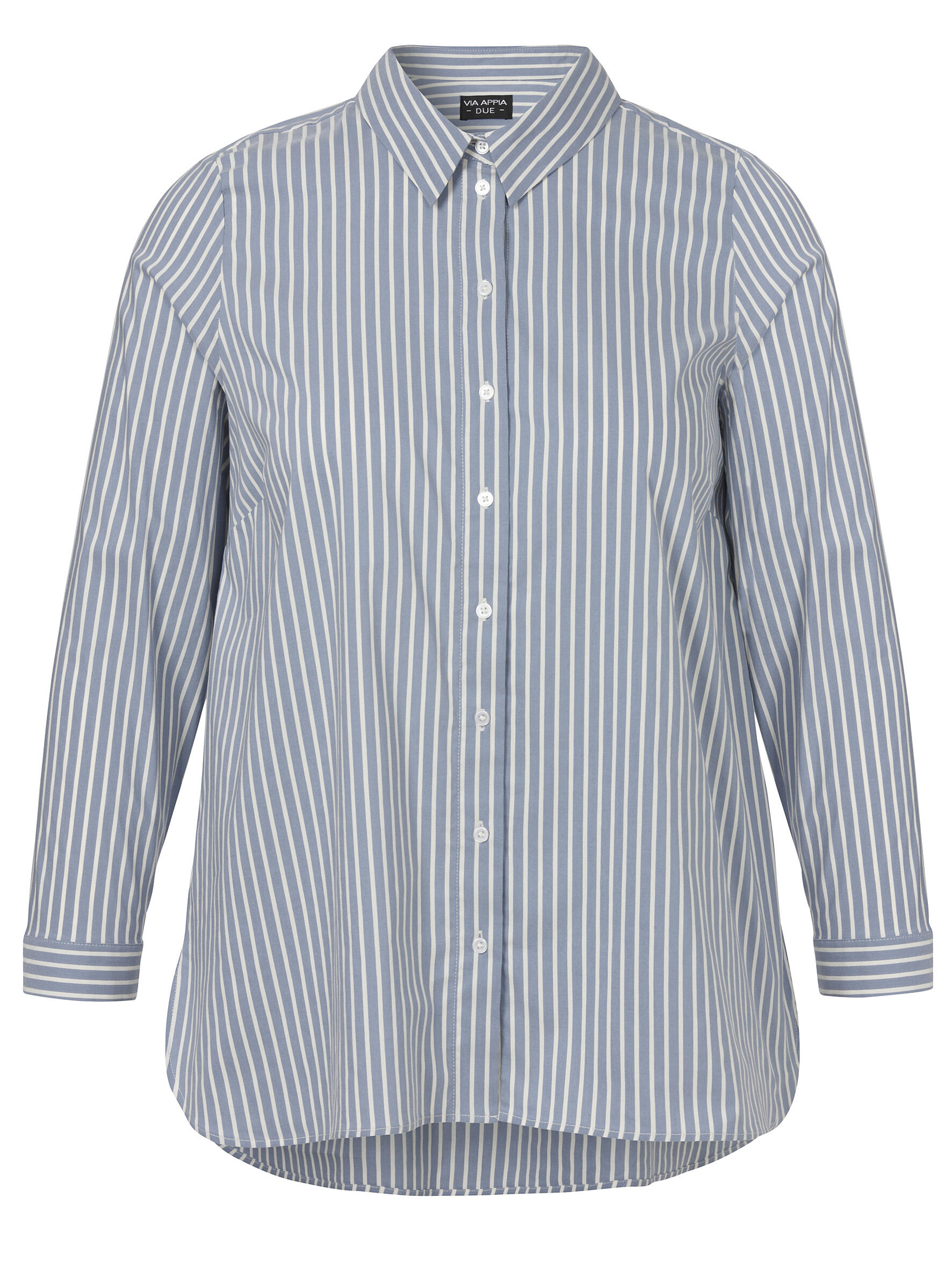 VIA APPIA DUE - Bluse Hemdkragen 1/1 Arm Streifen bleu / creme - Gr. - 46 von VIA APPIA DUE
