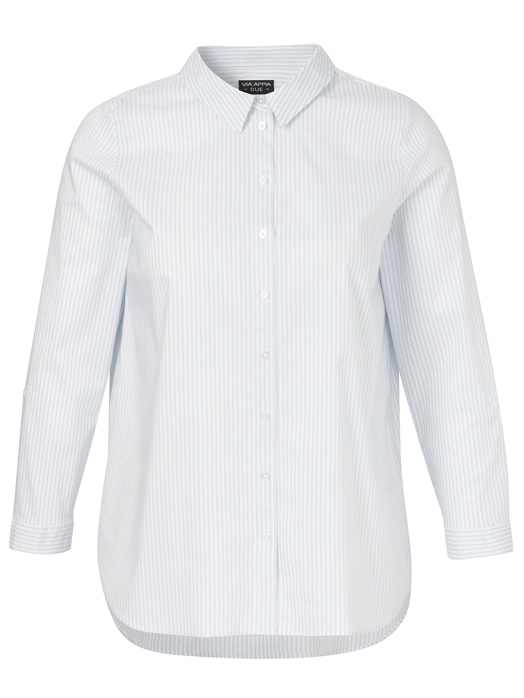 VIA APPIA DUE - Bluse Hemdkragen 1/1 Arm Streifen eisblau /creme weiss - Gr. - 48 von VIA APPIA DUE