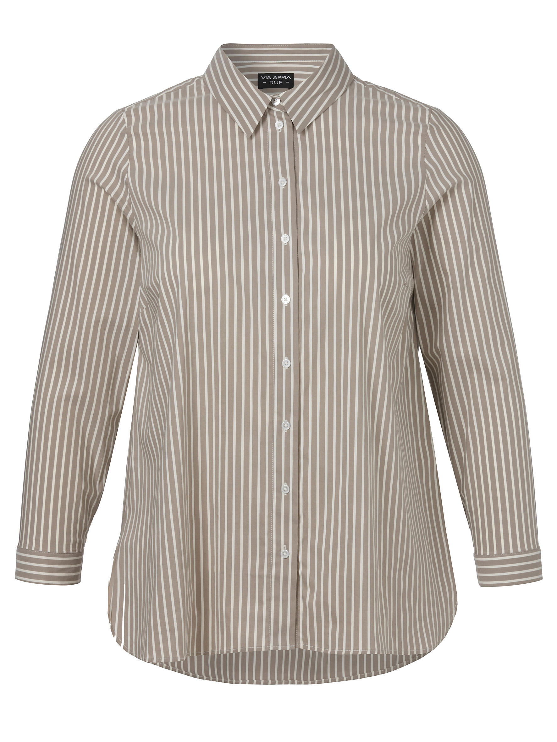 VIA APPIA DUE - Bluse Hemdkragen 1/1 Arm Streifen mokka / creme - Gr. - 48 von VIA APPIA DUE