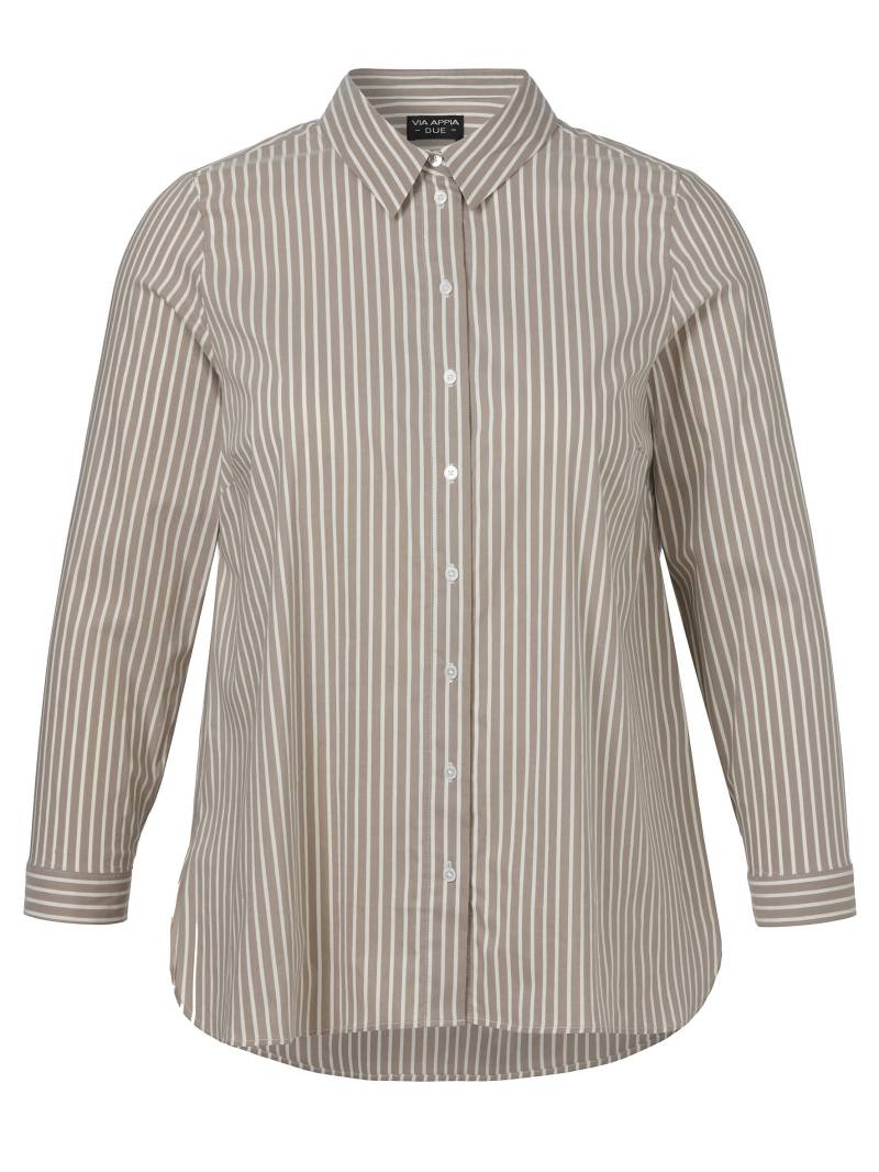 VIA APPIA DUE - Bluse Hemdkragen 1/1 Arm Streifen mokka / creme - Gr. - 48 von VIA APPIA DUE