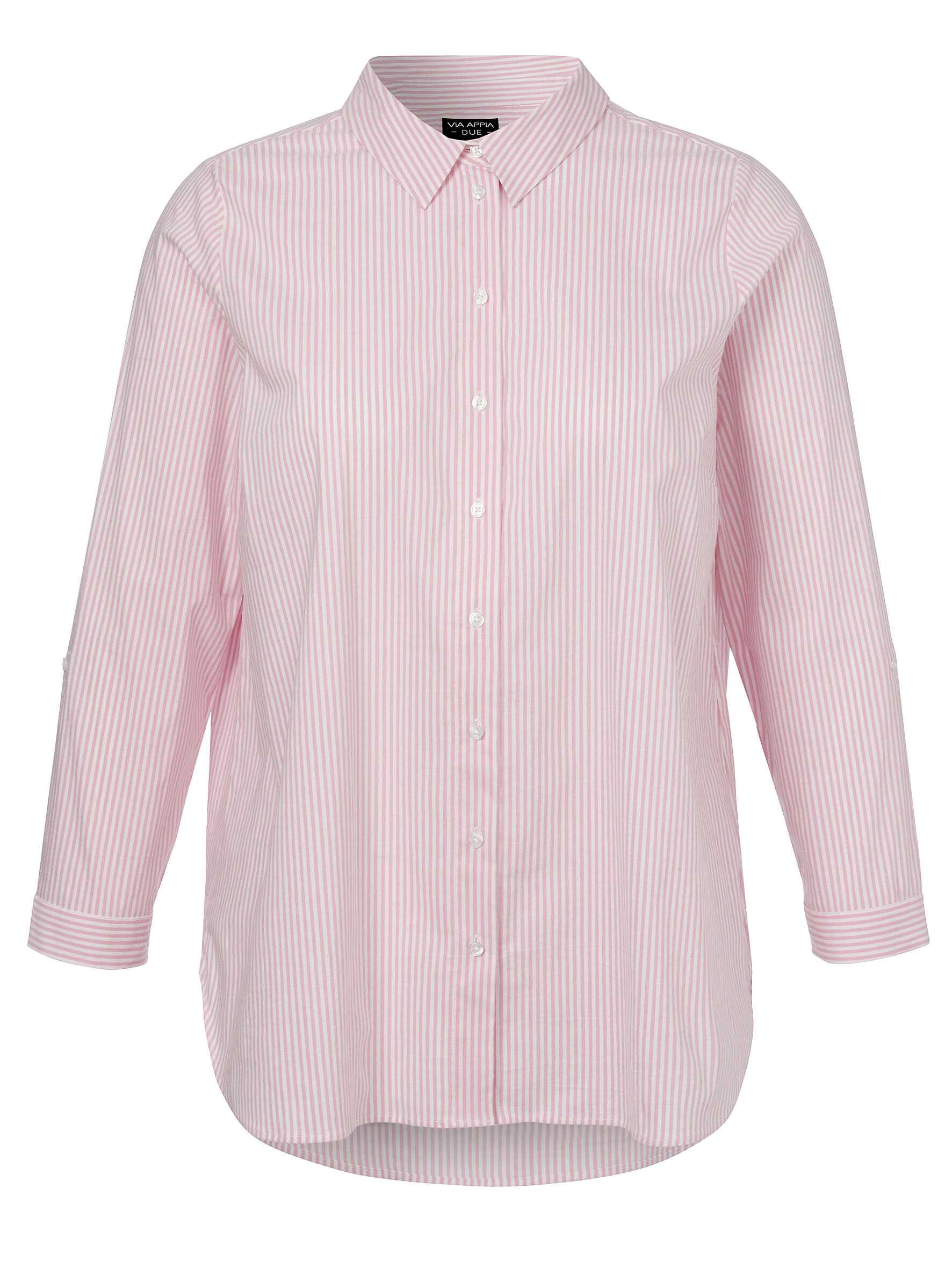 VIA APPIA DUE - Bluse Hemdkragen 1/1 Arm Streifen pink / creme - Gr. - 44 von VIA APPIA DUE