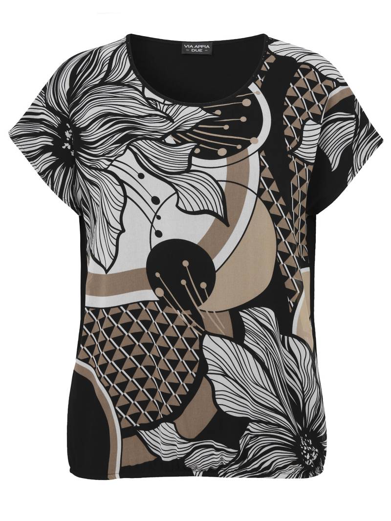 VIA APPIA DUE - Bluse Rundhals 1/2 Arm Druck schwarz multicolor - Gr. - 46 von VIA APPIA DUE