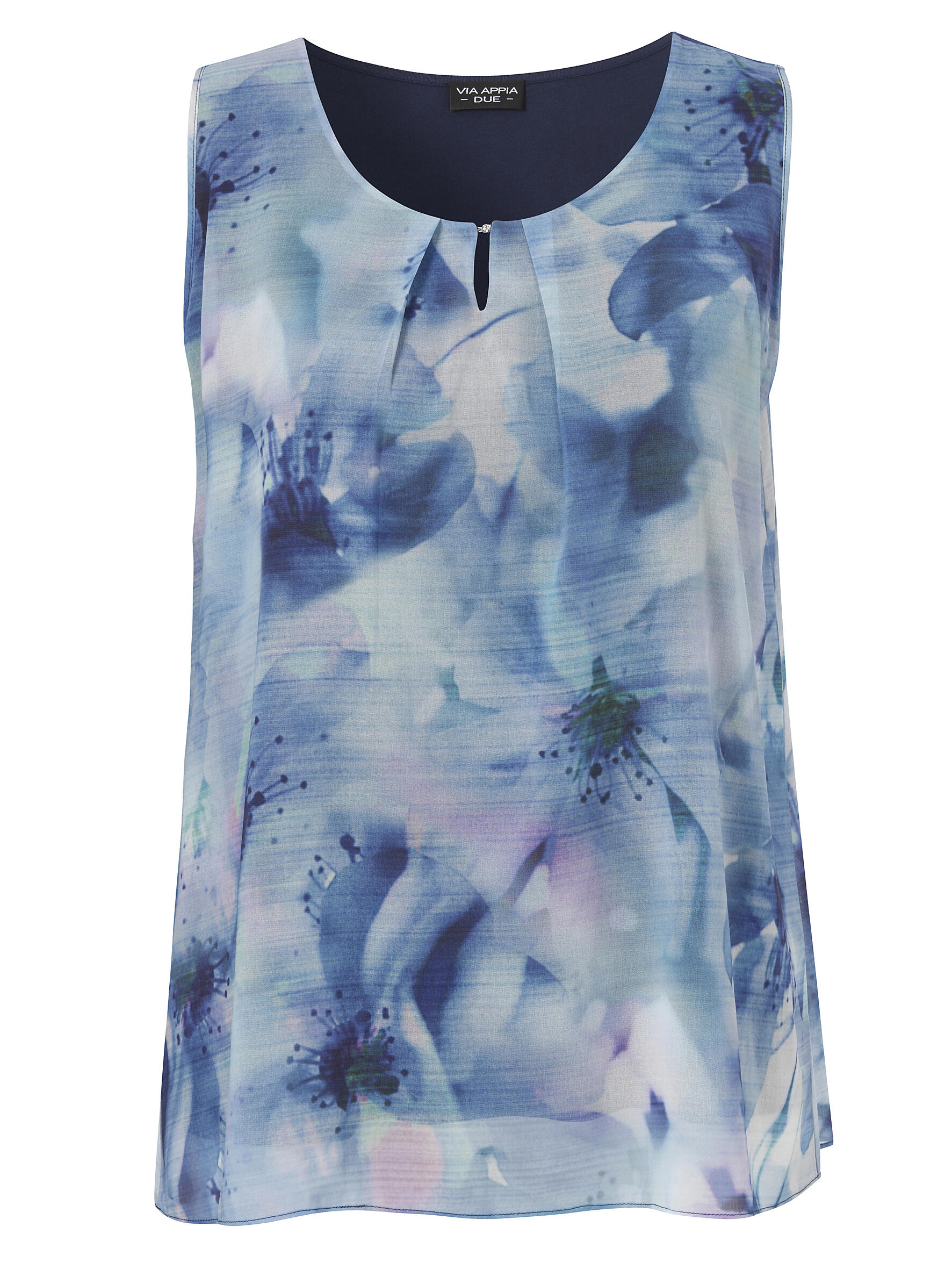 VIA APPIA DUE - Bluse Rundhals ohne Arm Druck hellblau multicolor - Gr. - 52 von VIA APPIA DUE