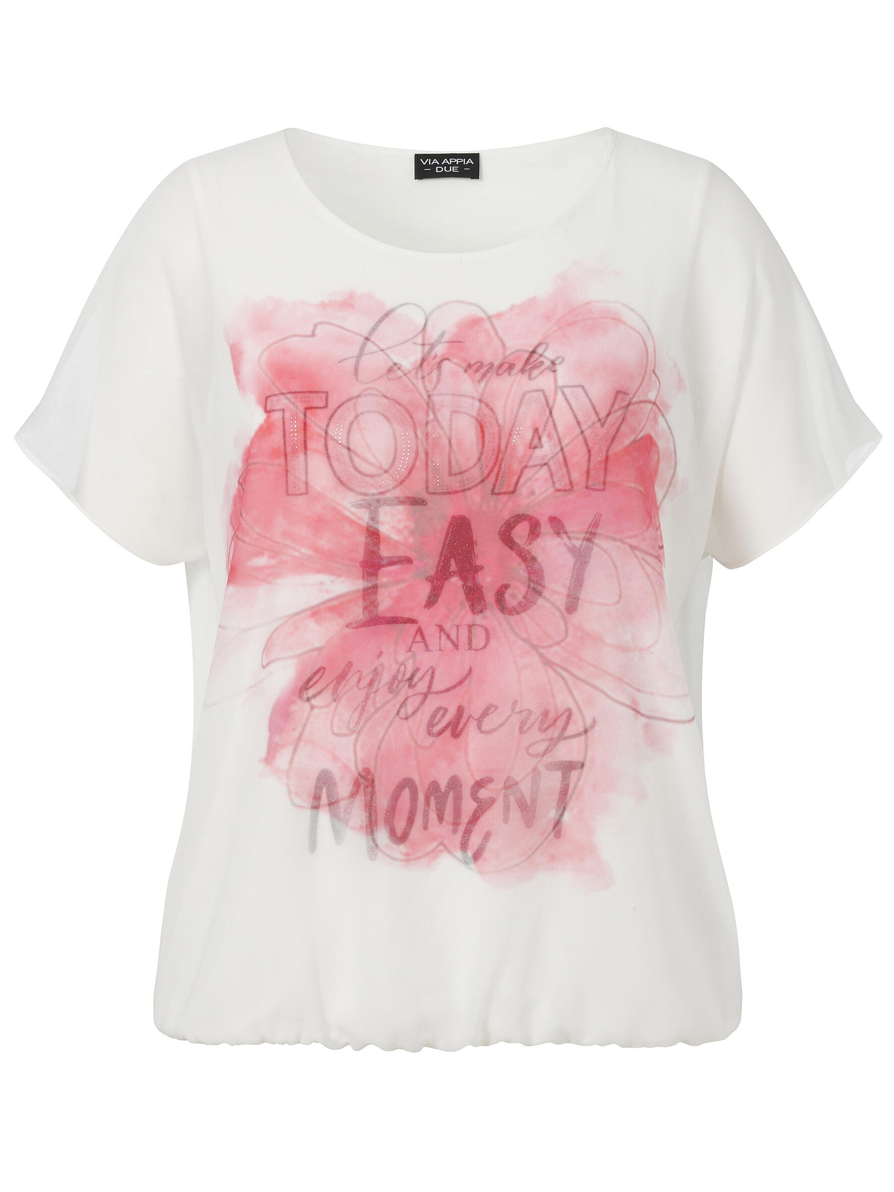 VIA APPIA DUE - Bluse U-Boot Ausschnitt 1/2 Arm Motiv ecru multicolor - Gr. - 48 von VIA APPIA DUE