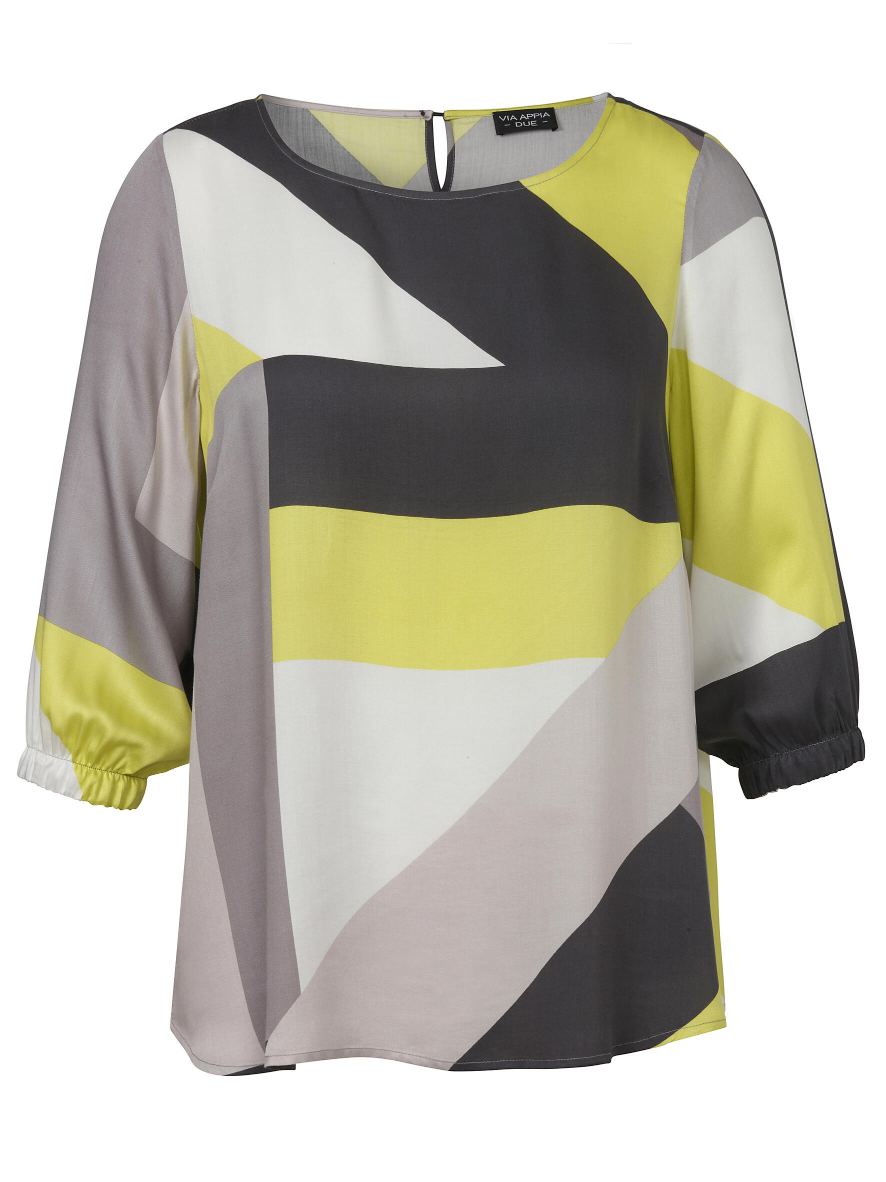 VIA APPIA DUE - Bluse U-Boot Ausschnitt 3/4 Arm limette multicolor - Gr. - 44 von VIA APPIA DUE