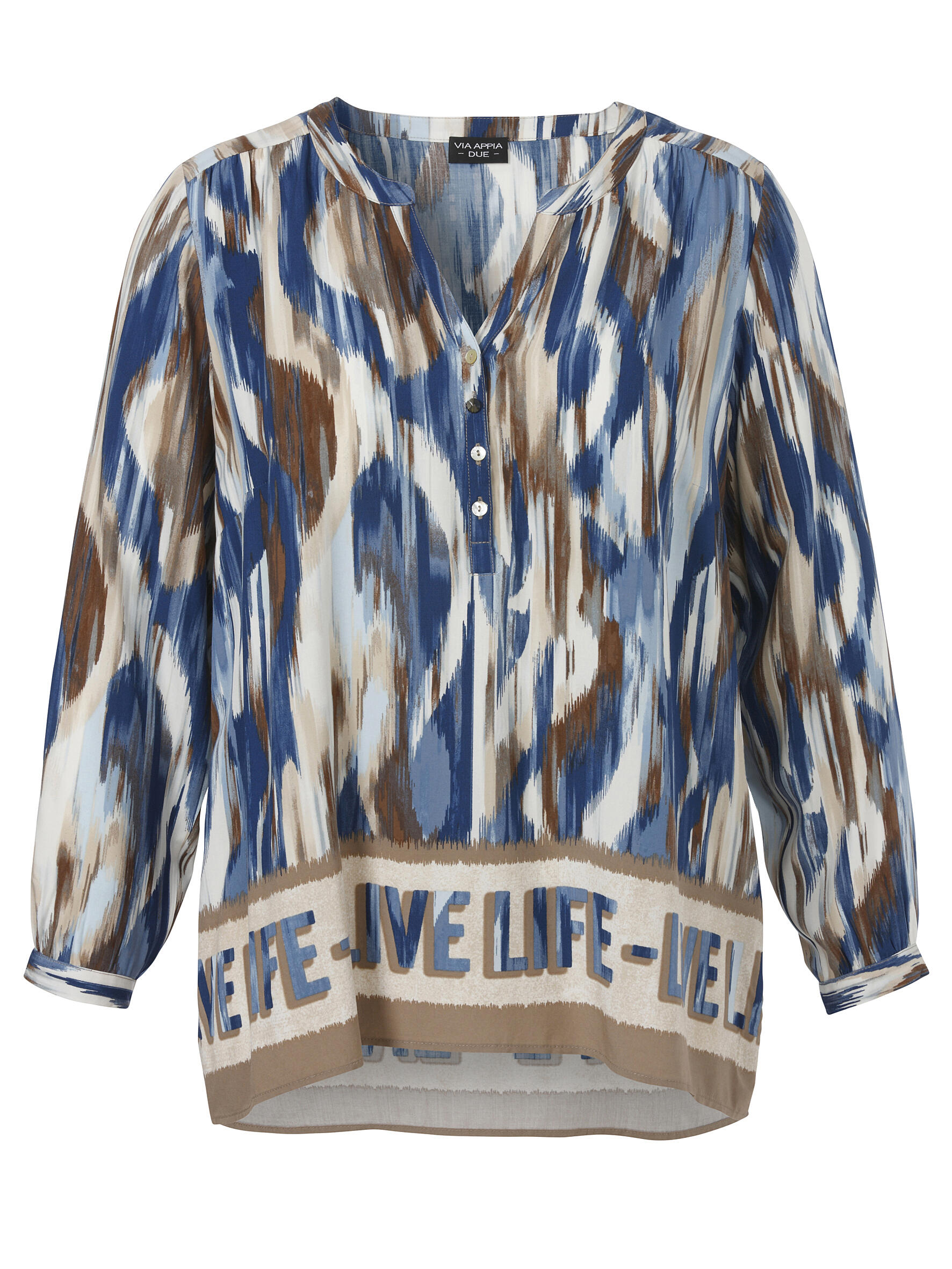 VIA APPIA DUE - Bluse V-Ausschnitt 1/1 Arm Druck bleu multicolor - Gr. - 46 von VIA APPIA DUE