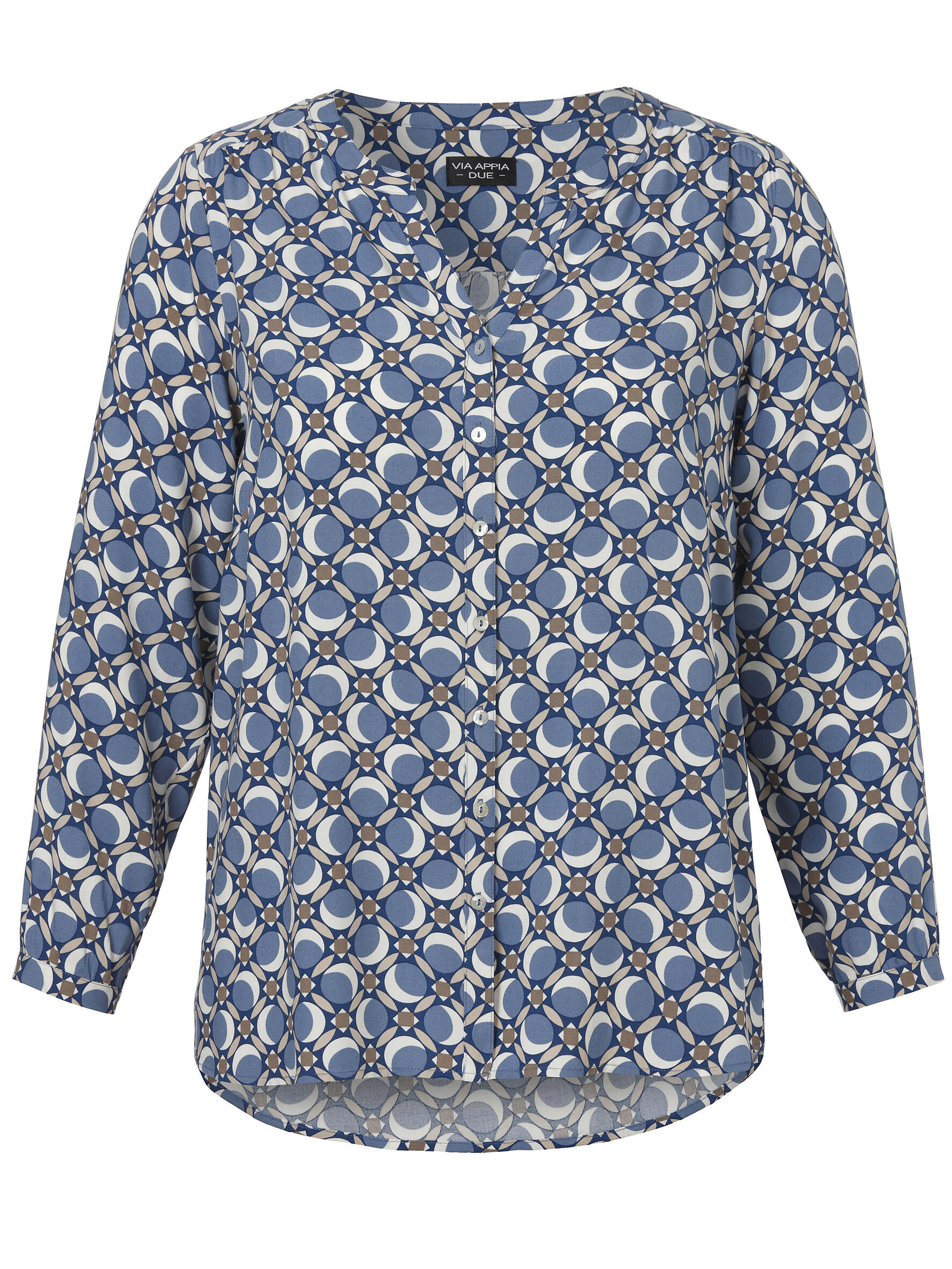 VIA APPIA DUE - Bluse V-Ausschnitt 1/1 Arm Druck bleu multicolor - Gr. - 46 von VIA APPIA DUE