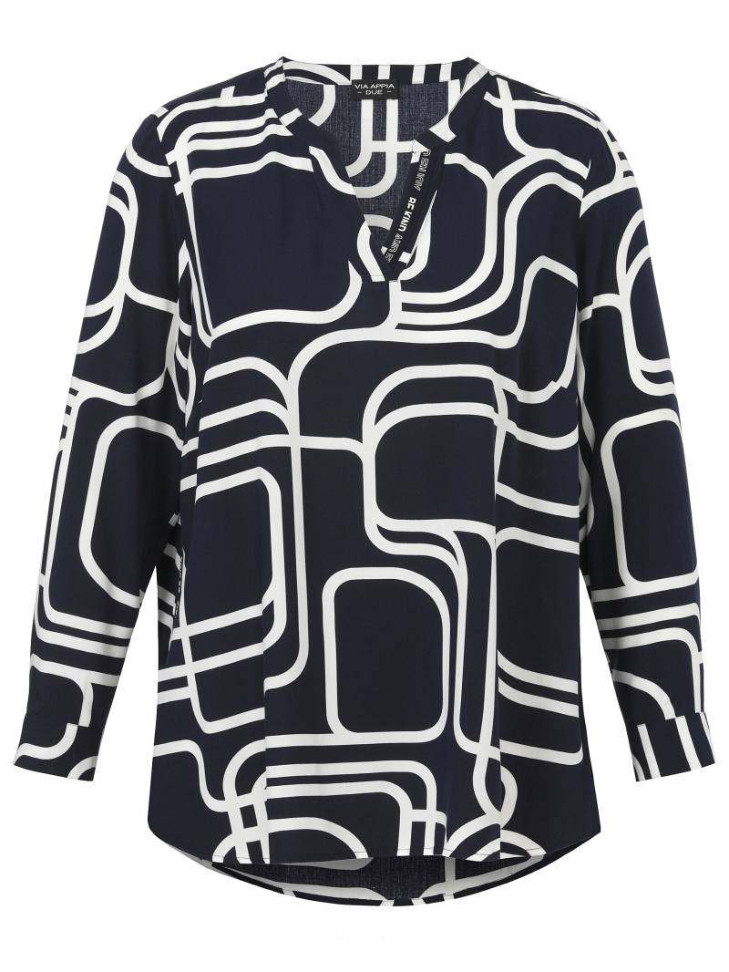 VIA APPIA DUE - Bluse V-Ausschnitt 1/1 Arm Druck dunkelblau / creme - Gr. - 52 von VIA APPIA DUE