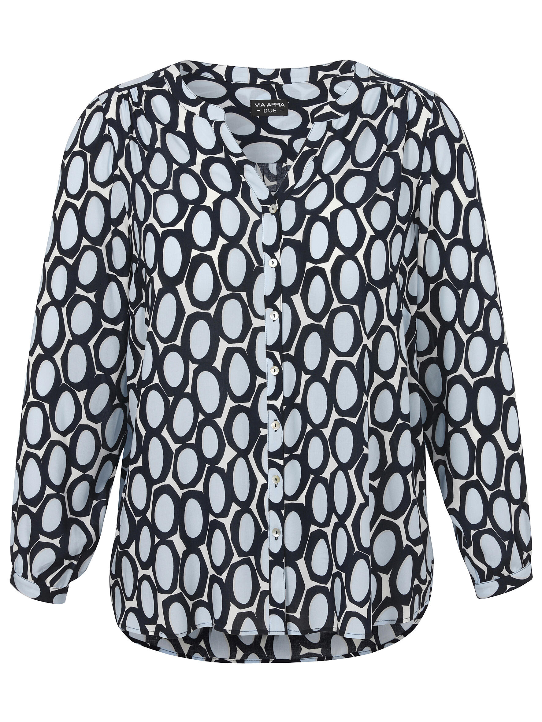 VIA APPIA DUE - Bluse V-Ausschnitt 1/1 Arm Druck dunkelblau multicol - Gr. - 44 von VIA APPIA DUE
