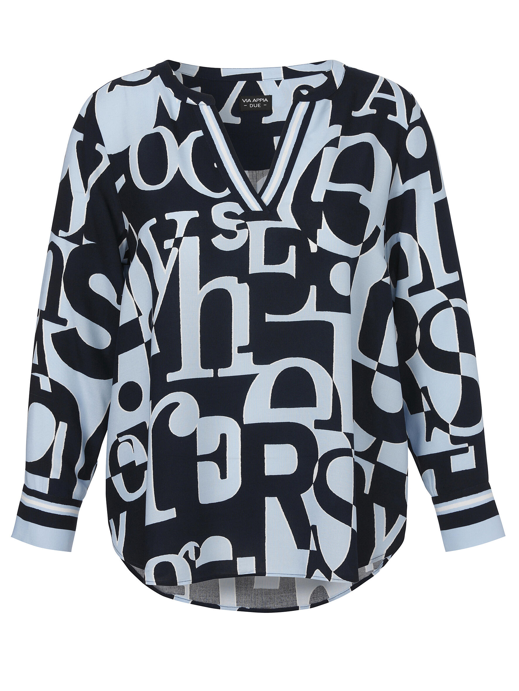 VIA APPIA DUE - Bluse V-Ausschnitt 1/1 Arm Druck eisblau multicolor - Gr. - 50 von VIA APPIA DUE