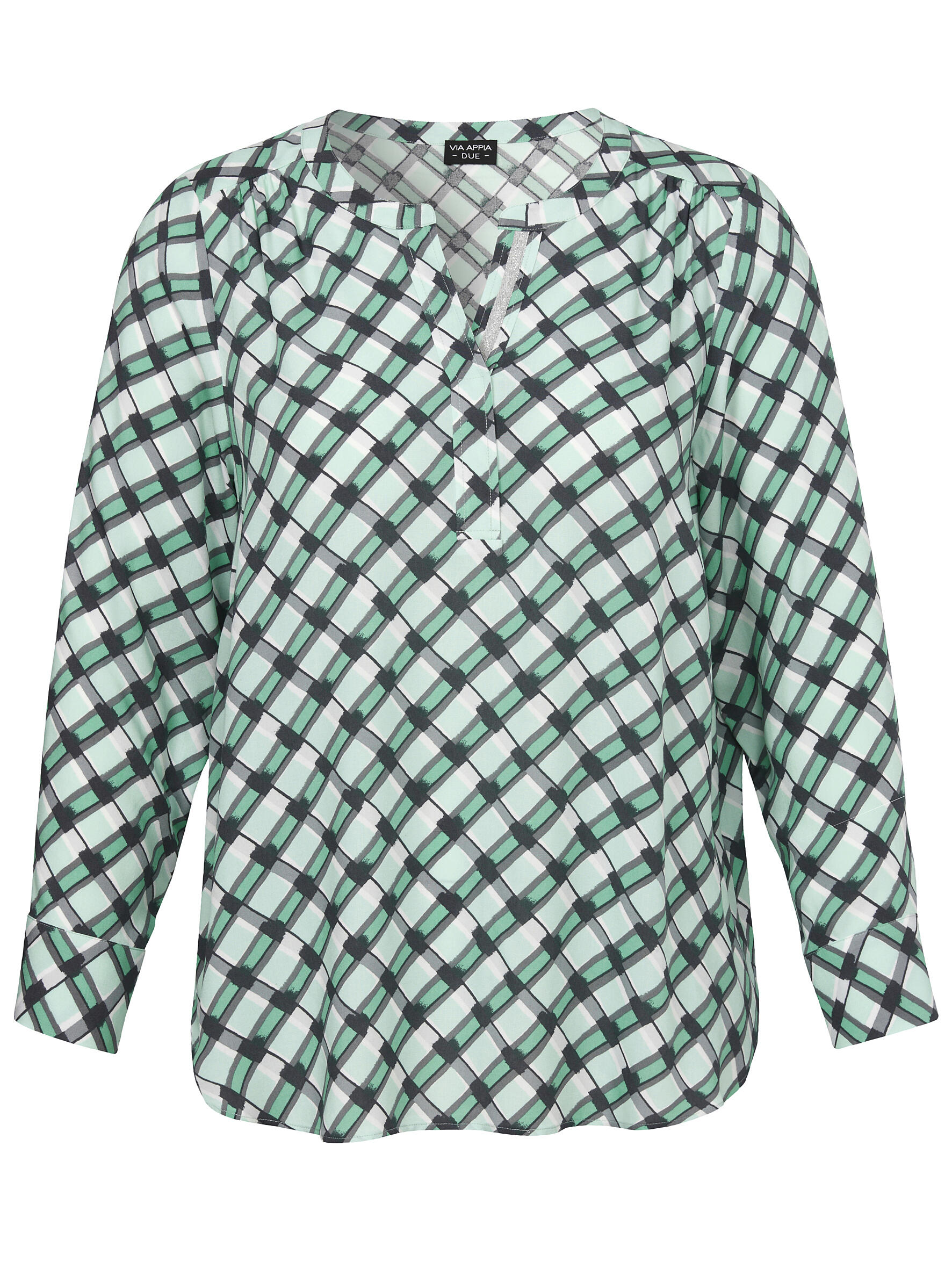 VIA APPIA DUE - Bluse V-Ausschnitt 1/1 Arm Druck grün multicolor - Gr. - 42 von VIA APPIA DUE