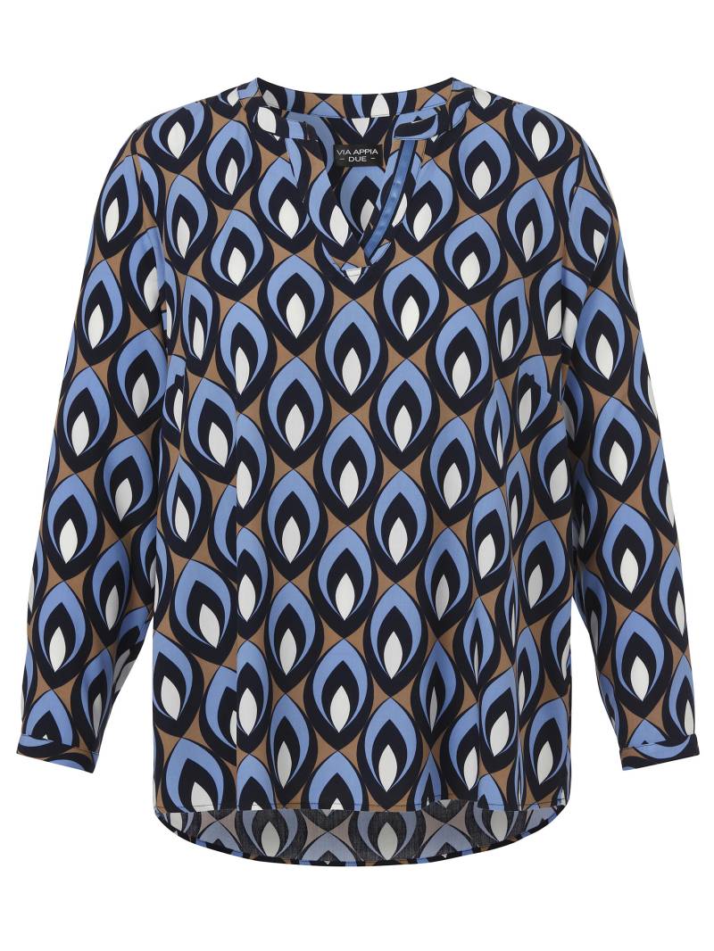 VIA APPIA DUE - Bluse V-Ausschnitt 1/1 Arm Druck indigo multicolor - Gr. - 42 von VIA APPIA DUE
