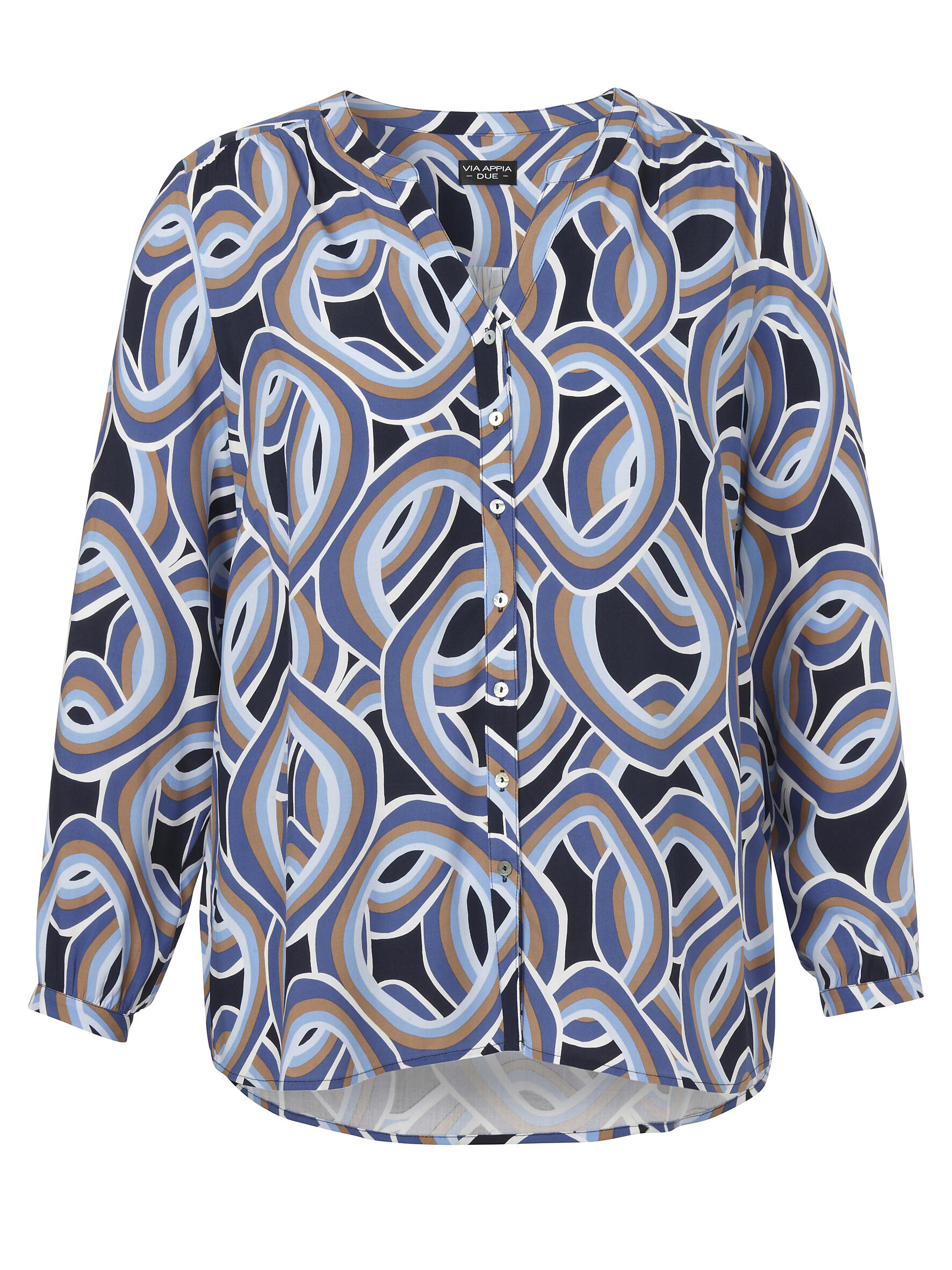 VIA APPIA DUE - Bluse V-Ausschnitt 1/1 Arm Druck rauchblau multicolor - Gr. - 46 von VIA APPIA DUE
