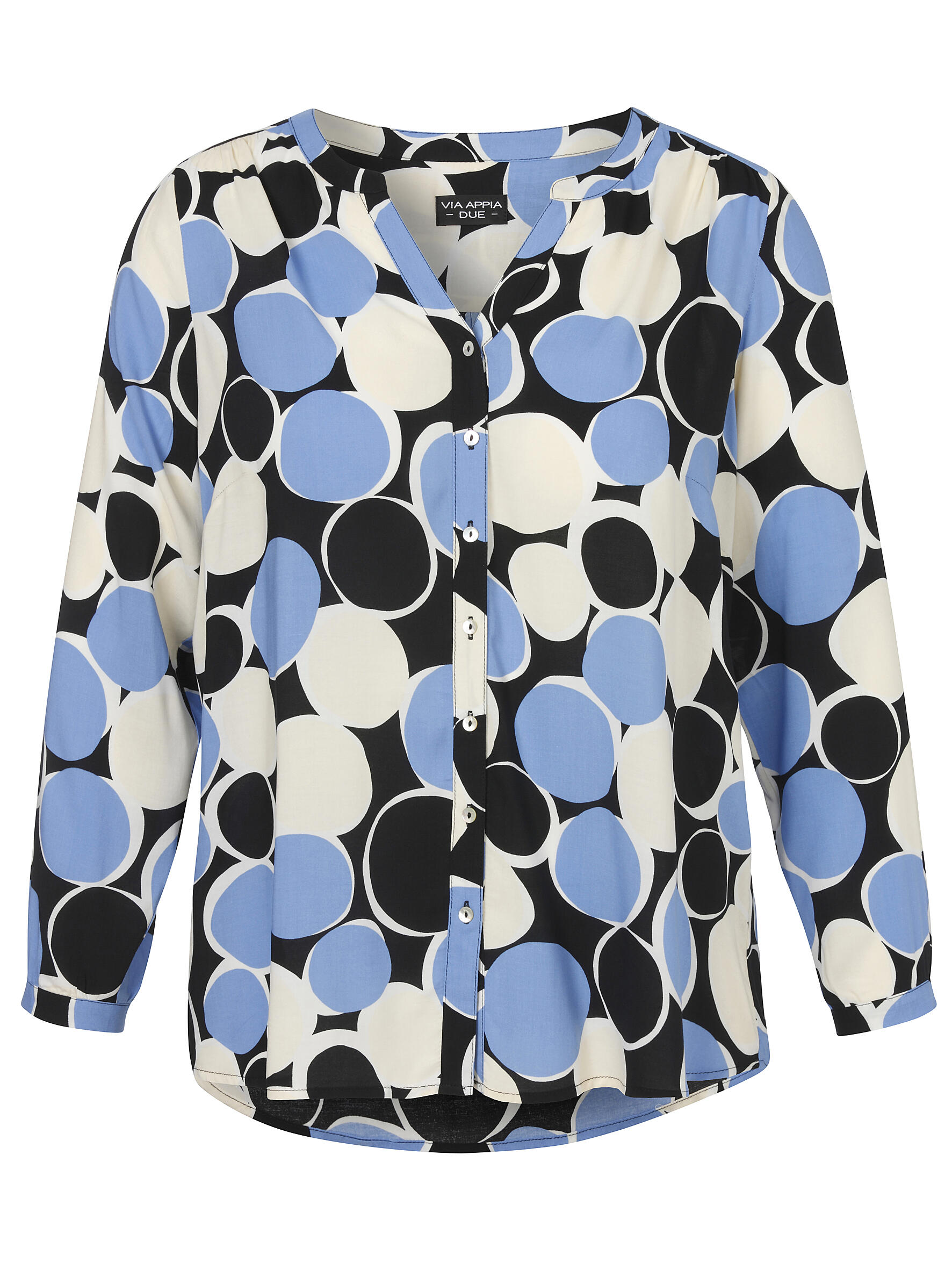 VIA APPIA DUE - Bluse V-Ausschnitt 1/1 Arm Druck schwarz multicolor - Gr. - 48 von VIA APPIA DUE