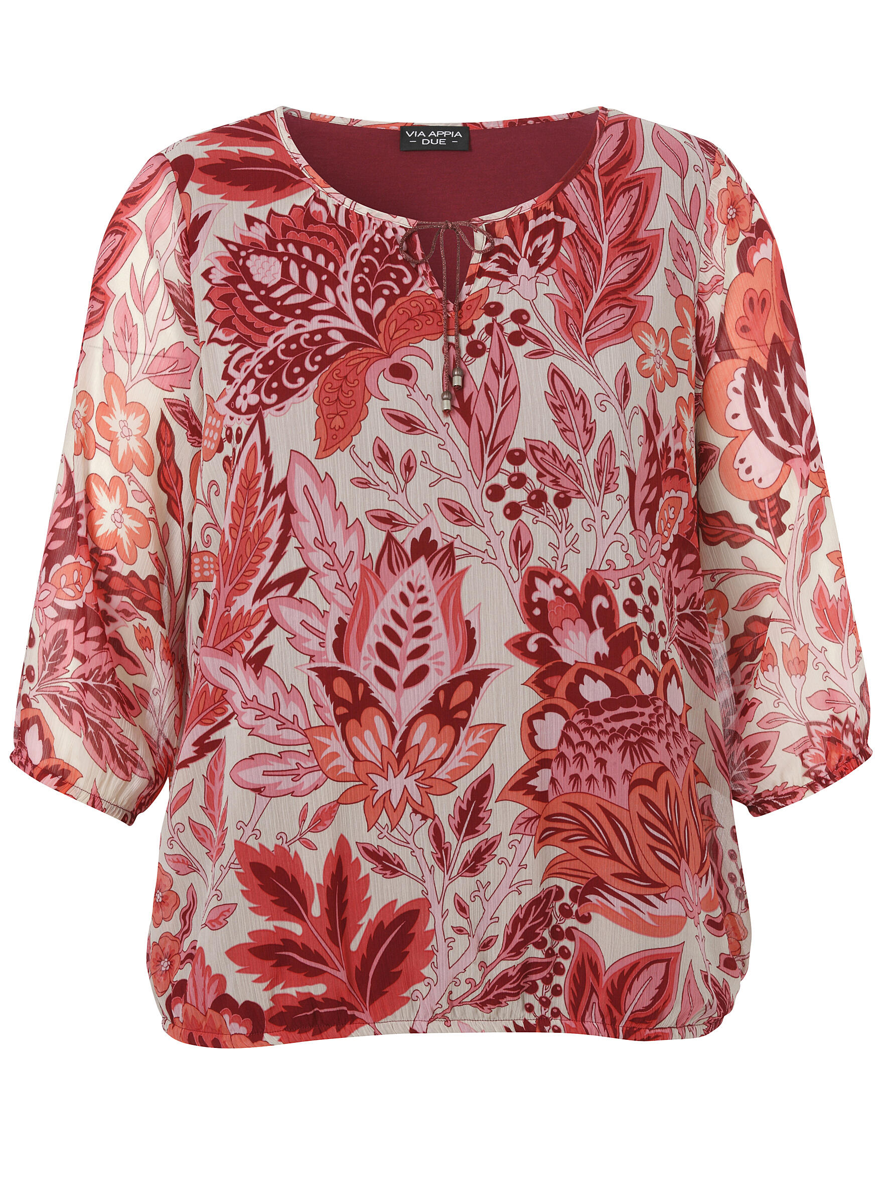 VIA APPIA DUE - Bluse V-Ausschnitt 3/4 Arm Druck beere multicolor - Gr. - 44 von VIA APPIA DUE
