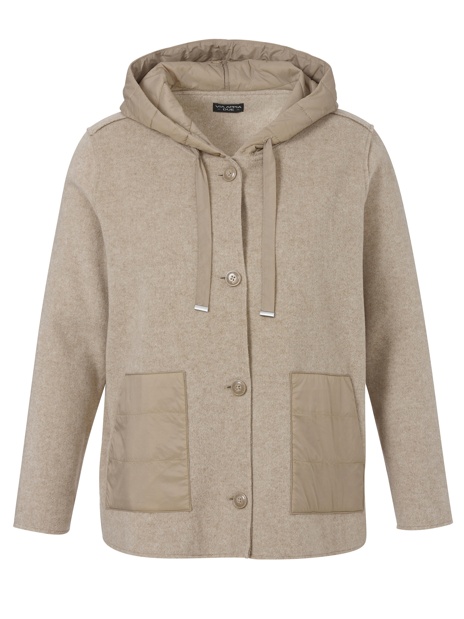 VIA APPIA DUE - Jacke Kapuze 1/1 Arm Knöpfe mokka melange - Gr. - 54 von VIA APPIA DUE