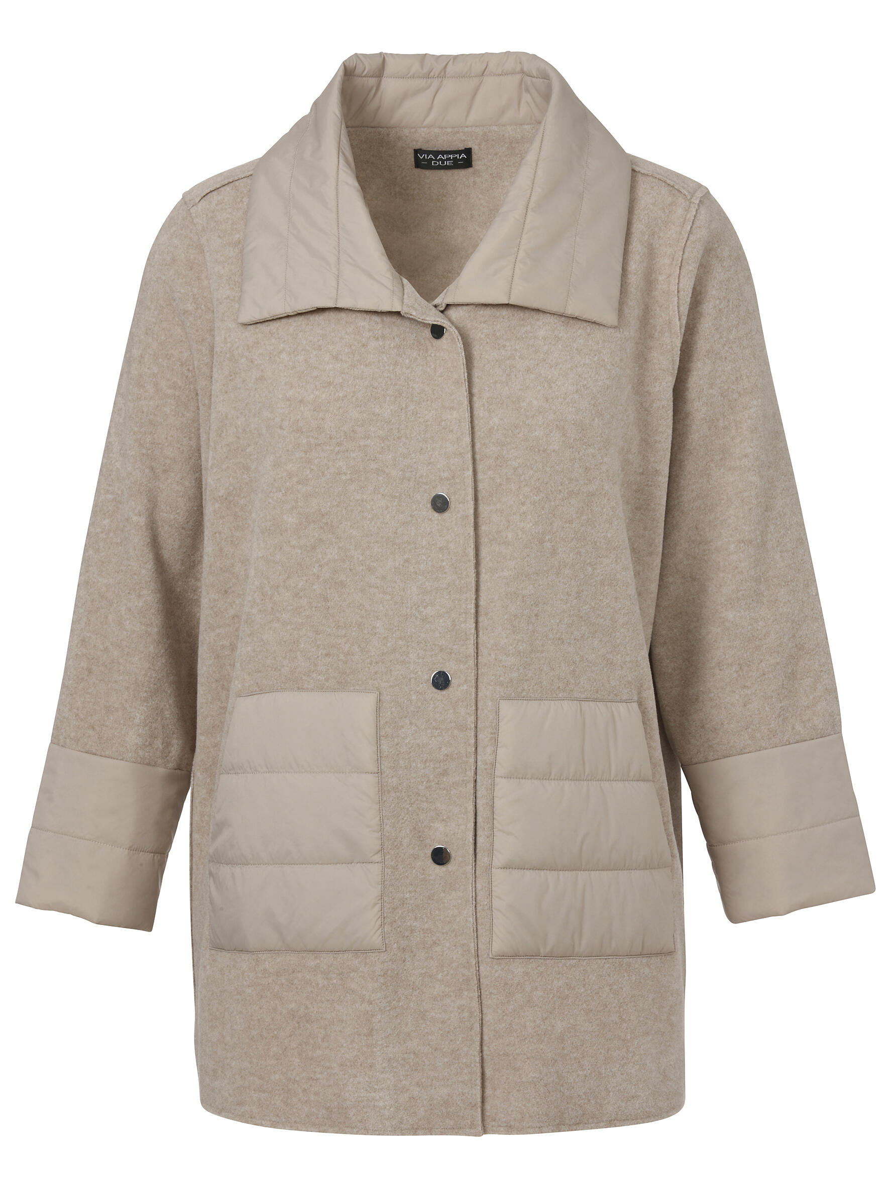 VIA APPIA DUE - Jacke Kragen 1/1 Arm Knöpfe Taschen taupe melange - Gr. - 44 von VIA APPIA DUE