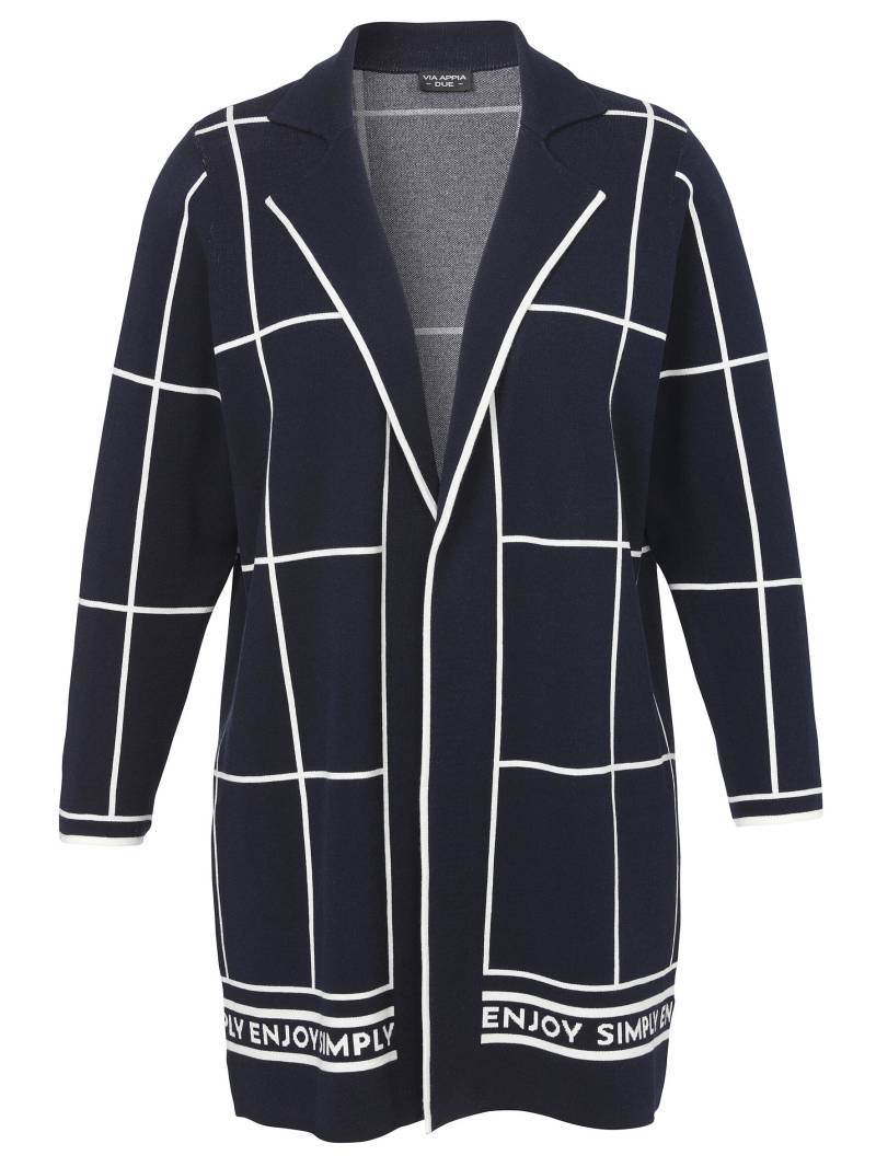 VIA APPIA DUE - Jacke Revers 1/1 Arm Jacquard dunkelblau / creme - Gr. - 52 von VIA APPIA DUE