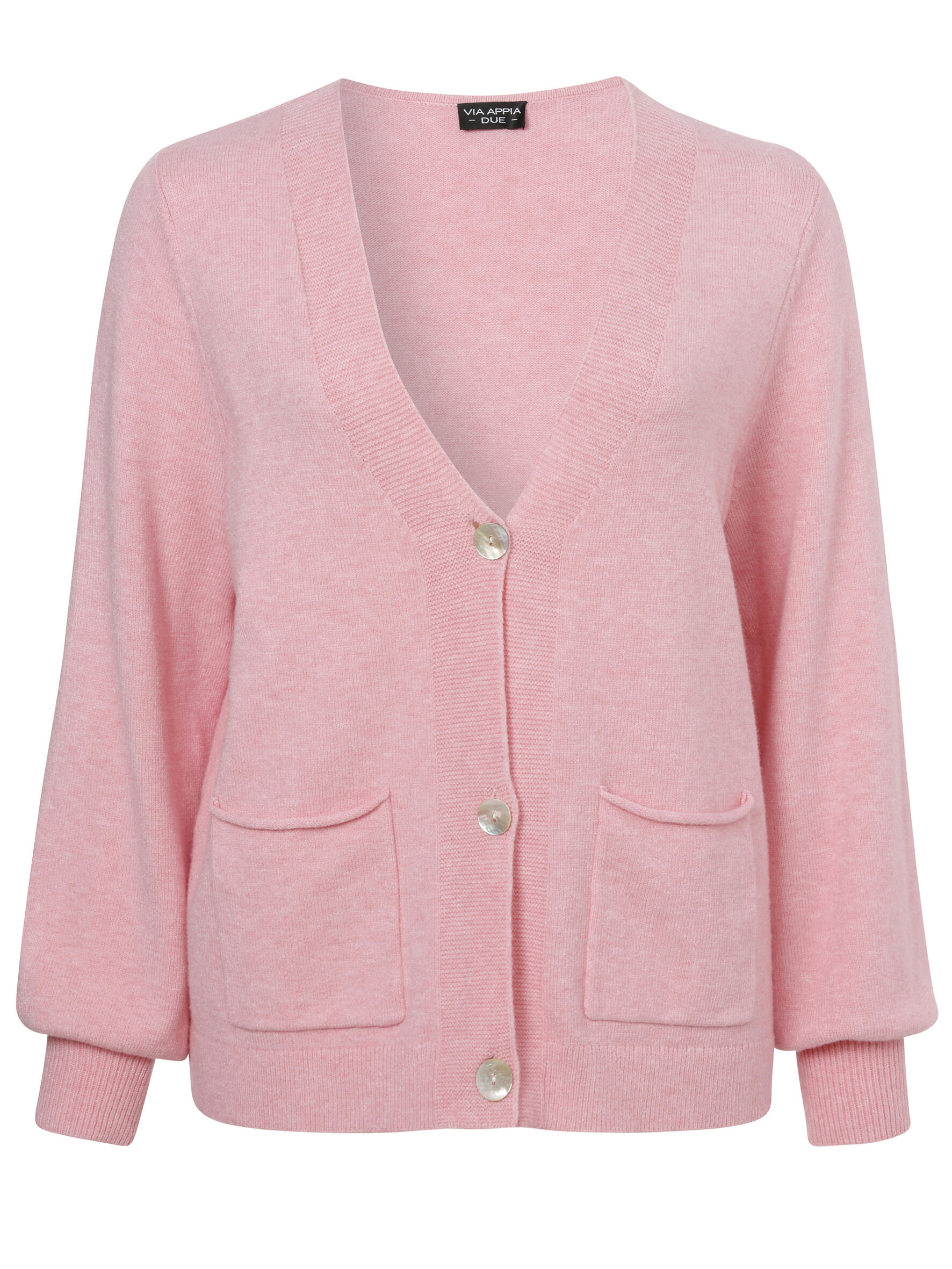 VIA APPIA DUE - Jacke V-Ausschnitt 1/1 Arm Knöpfe Taschen rosa melange - Gr. - 48 von VIA APPIA DUE