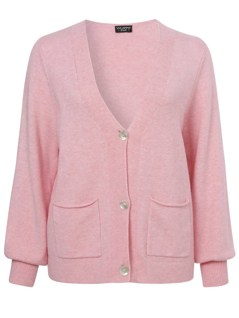 VIA APPIA DUE - Jacke V-Ausschnitt 1/1 Arm Knöpfe Taschen rosa melange - Gr. - 48 von VIA APPIA DUE