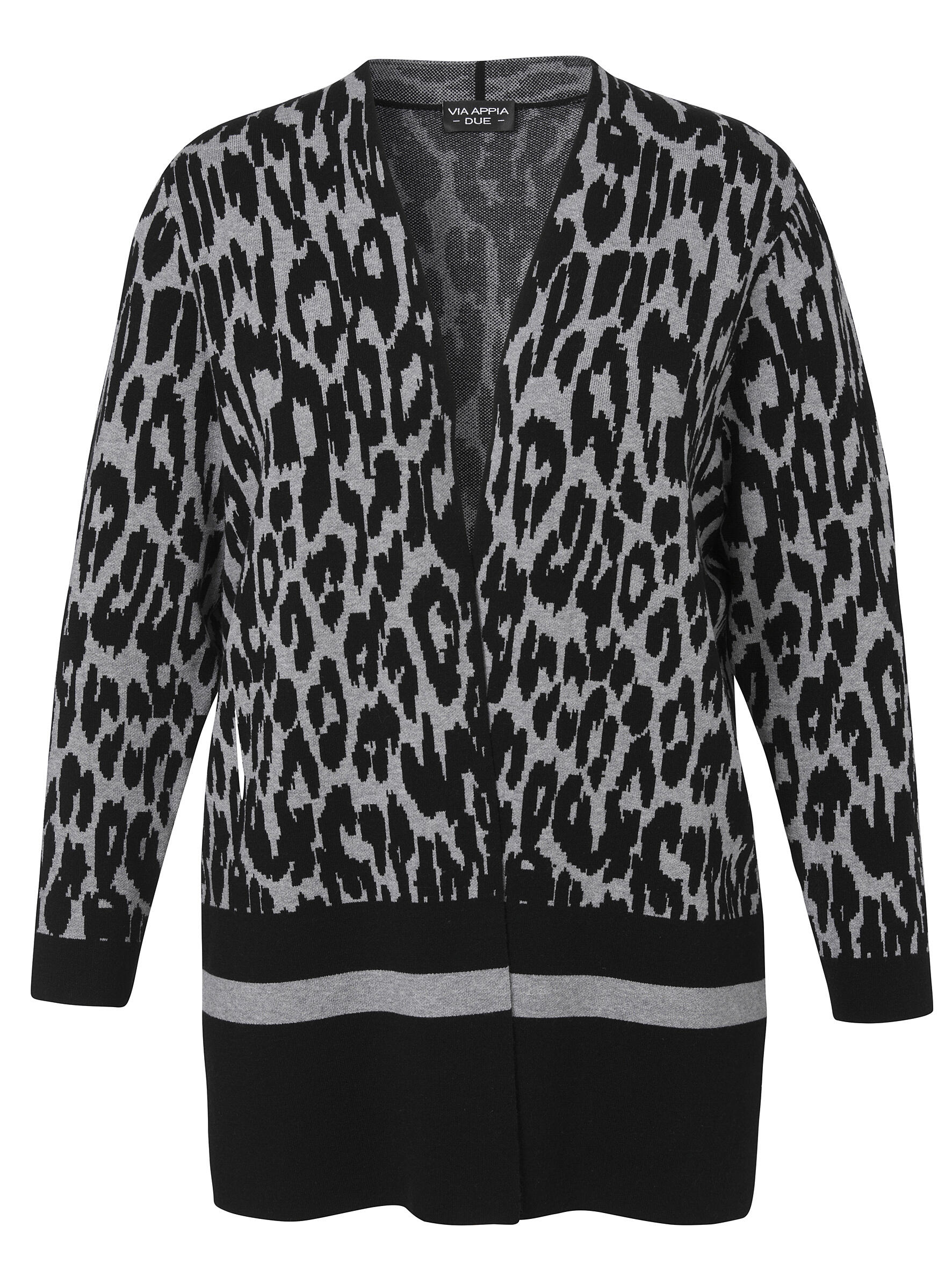 VIA APPIA DUE - Jacke offen 1/1 Arm Jacquard schwarz/grau melange - Gr. - 48 von VIA APPIA DUE