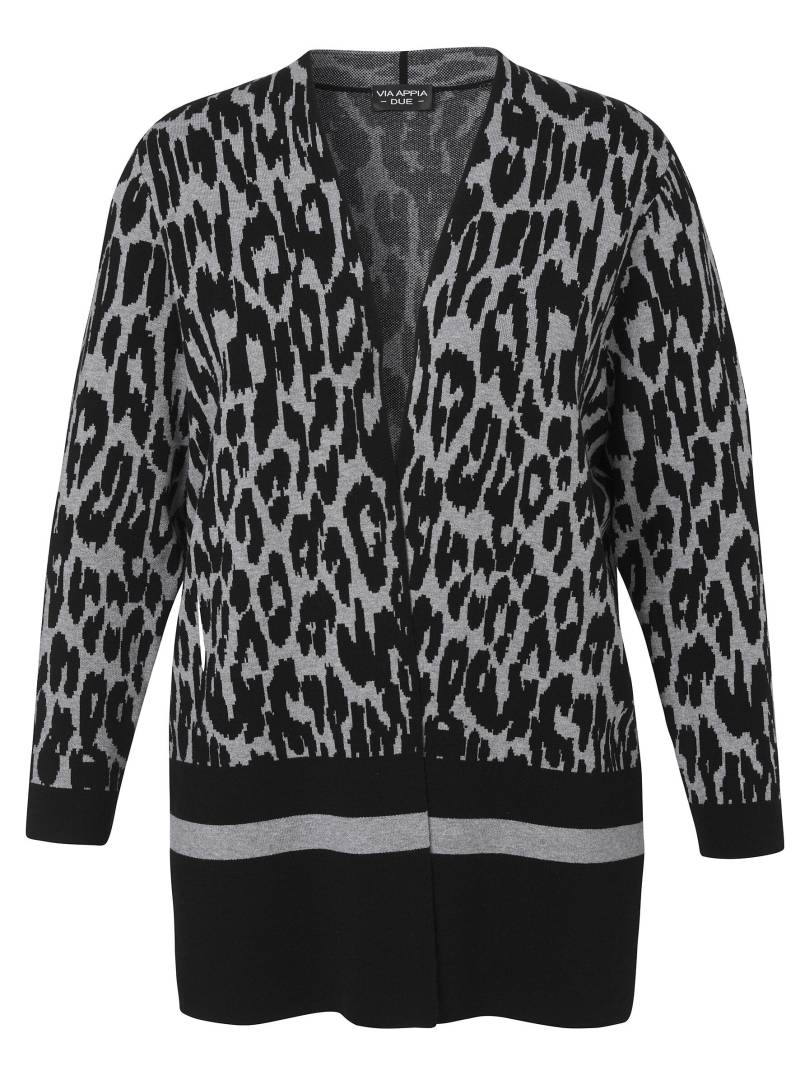 VIA APPIA DUE - Jacke offen 1/1 Arm Jacquard schwarz/grau melange - Gr. - 50 von VIA APPIA DUE