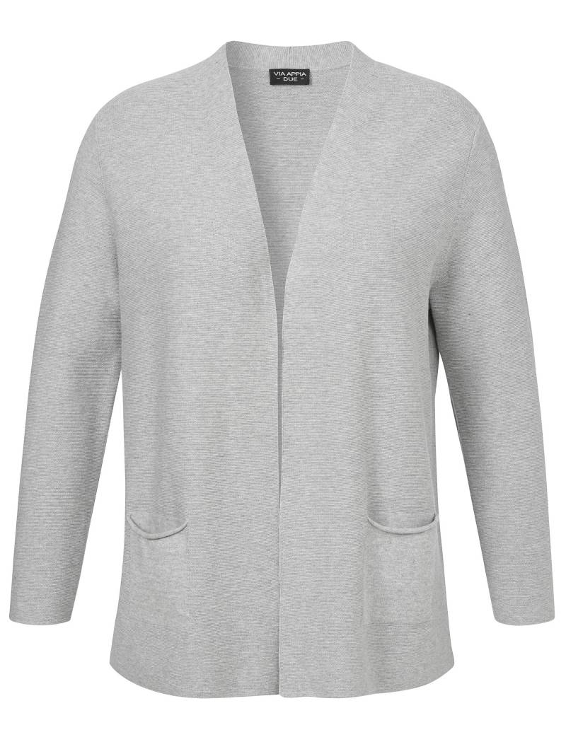 VIA APPIA DUE - Jacke offen 1/1 Arm Struktur silber melange - Gr. - 48 von VIA APPIA DUE