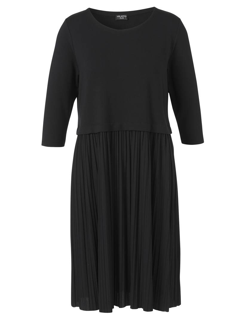 VIA APPIA DUE - Kleid Rundhals 3/4 Arm Plissee schwarz - Gr. - 52 von VIA APPIA DUE