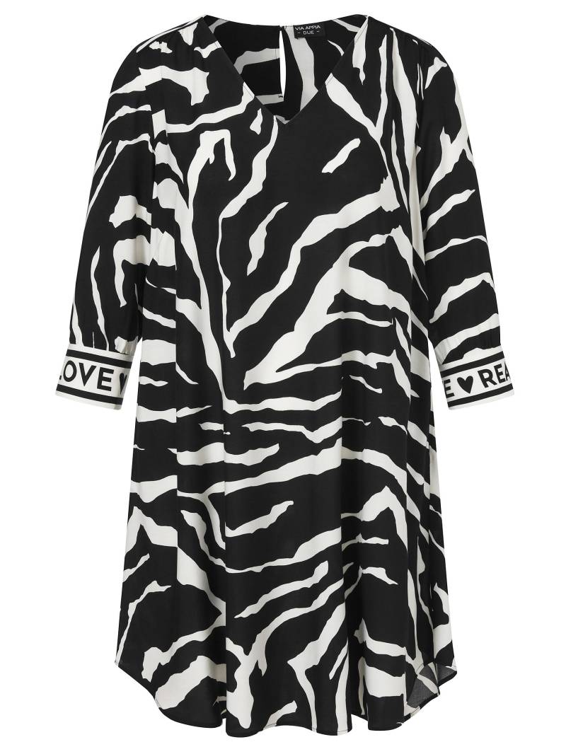 VIA APPIA DUE - Kleid V-Ausschnitt 3/4 Arm Druck schwarz / creme - Gr. - 50 von VIA APPIA DUE