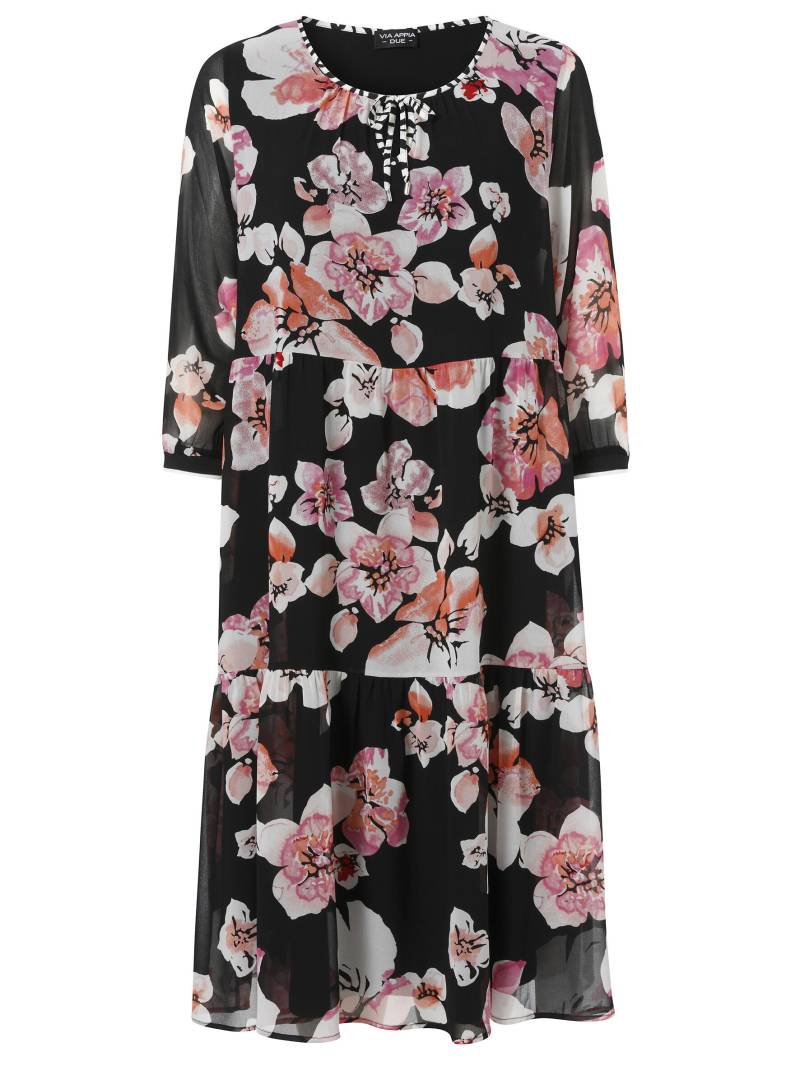 VIA APPIA DUE - Kleid V-Ausschnitt 3/4 Arm Druck schwarz multicolor - Gr. - 48 von VIA APPIA DUE