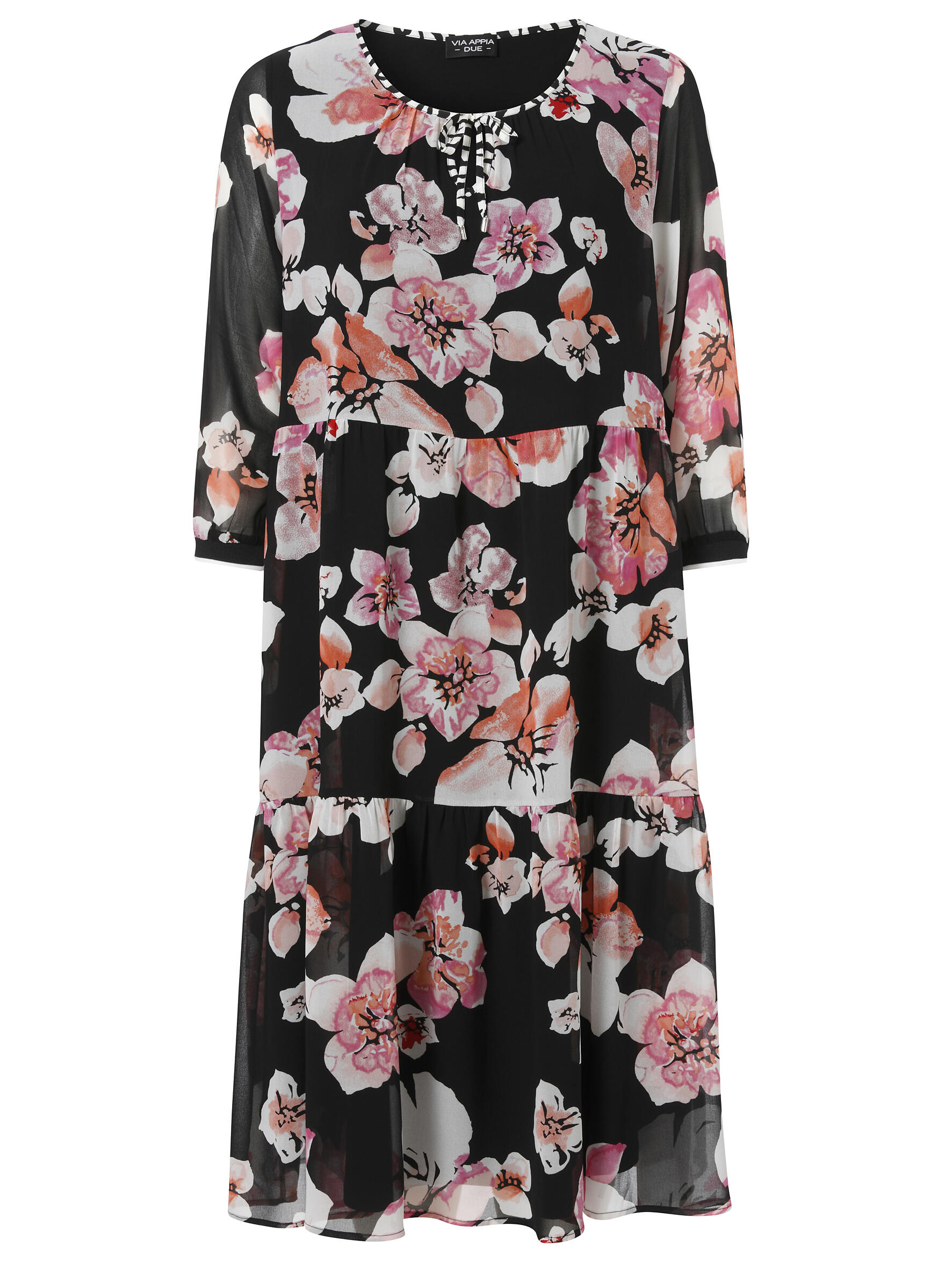 VIA APPIA DUE - Kleid V-Ausschnitt 3/4 Arm Druck schwarz multicolor - Gr. - 50 von VIA APPIA DUE