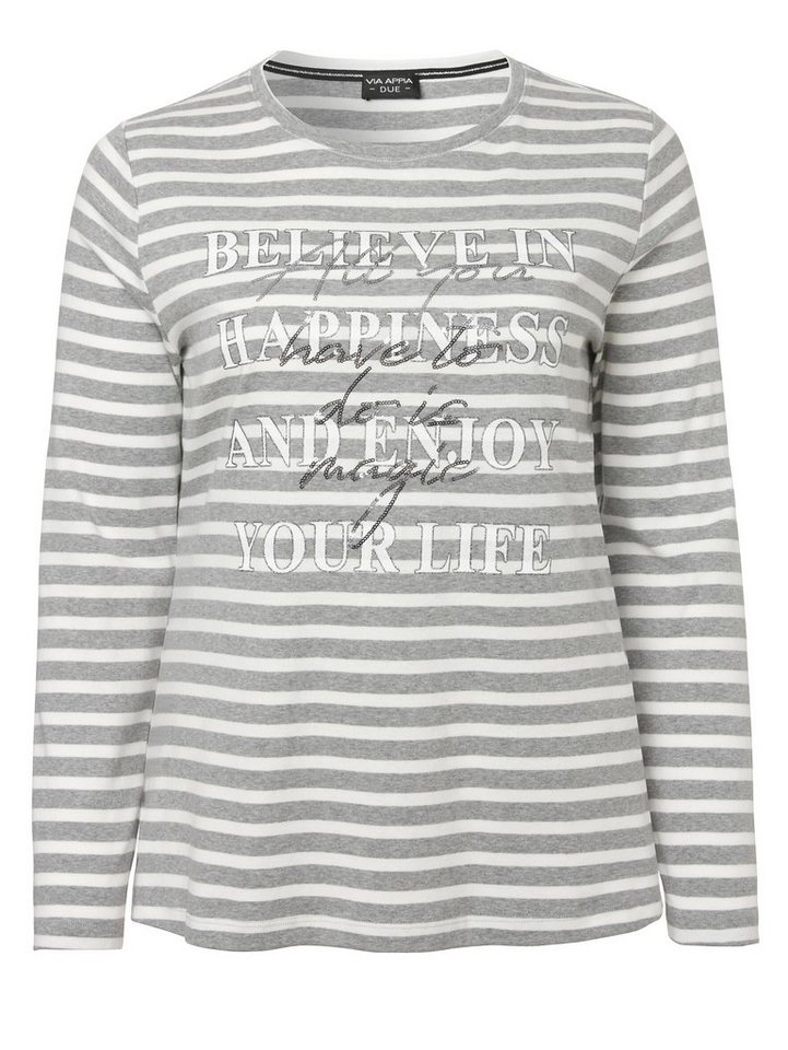VIA APPIA DUE Langarmshirt Modisches Langarmshirt mit Pailletten (1-tlg) im Streifen-Look von VIA APPIA DUE