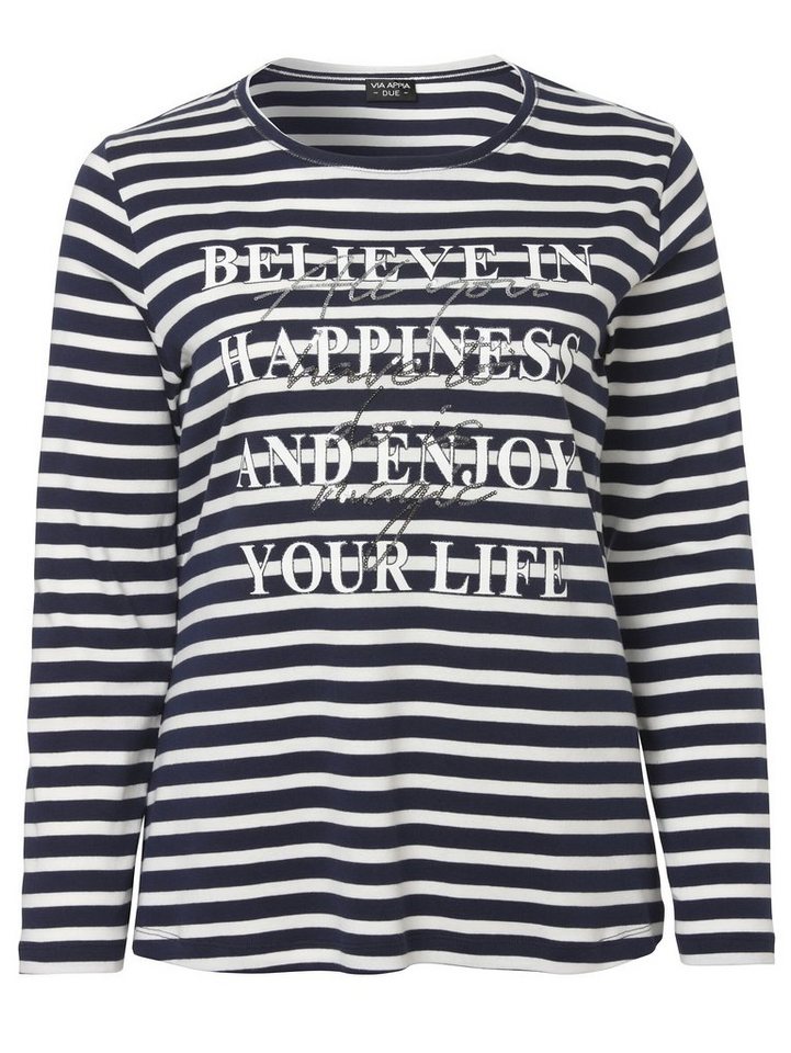 VIA APPIA DUE Langarmshirt Modisches Langarmshirt mit Pailletten (1-tlg) im Streifen-Look von VIA APPIA DUE