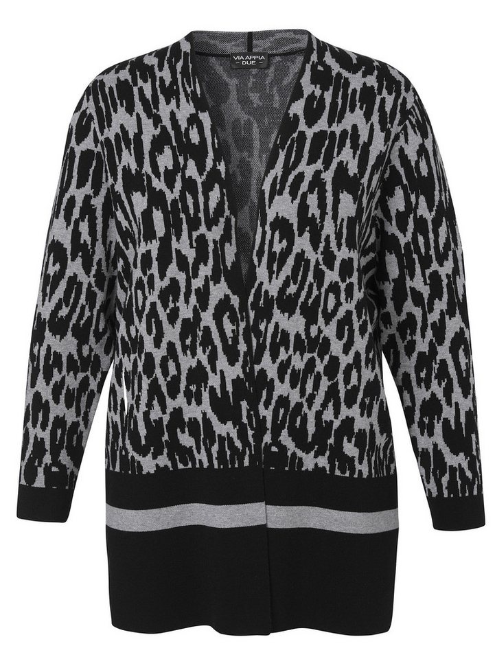 VIA APPIA DUE Longstrickjacke it Leo-Muster, große Größen von VIA APPIA DUE