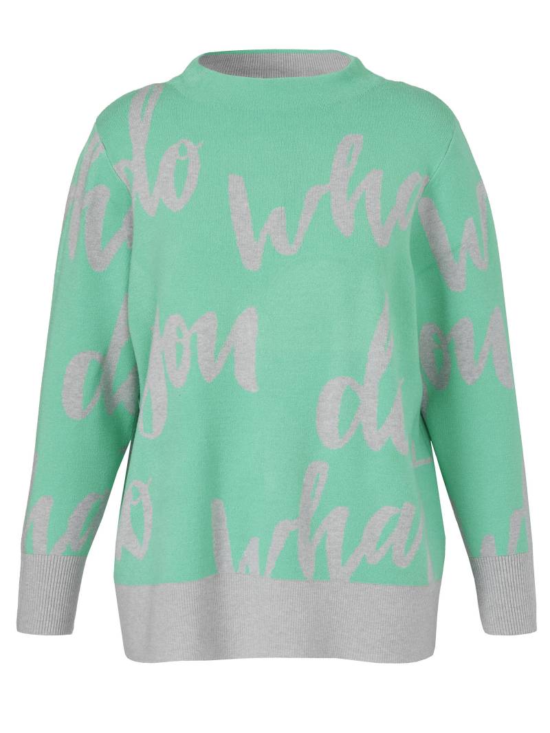 VIA APPIA DUE - Pullover Kelchkragen 1/1 Arm Jacquard grün/silber melange - Gr. - 48 von VIA APPIA DUE