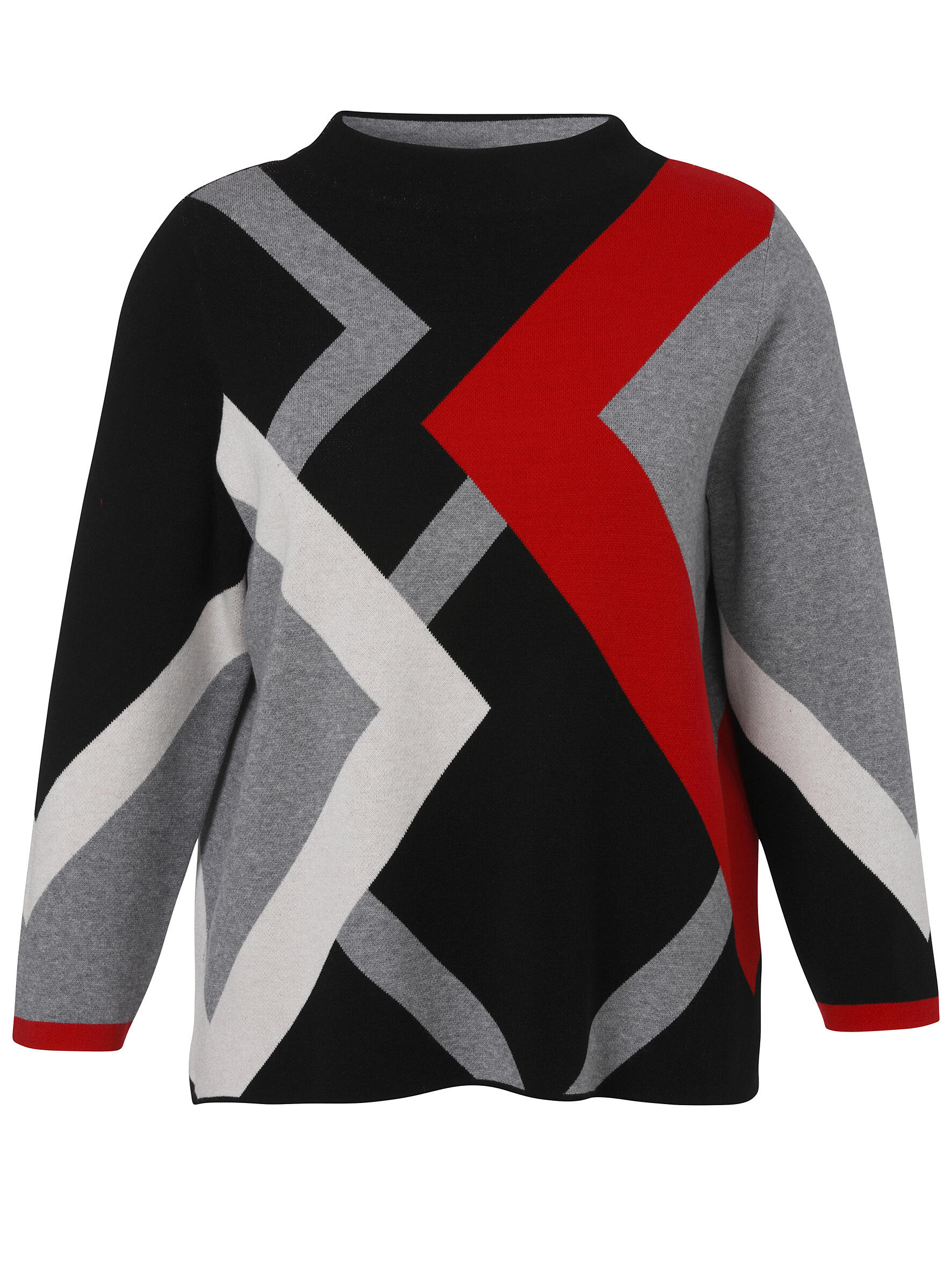 VIA APPIA DUE - Pullover Kelchkragen 1/1 Arm Jacquard schwarz multicolor - Gr. - 46 von VIA APPIA DUE