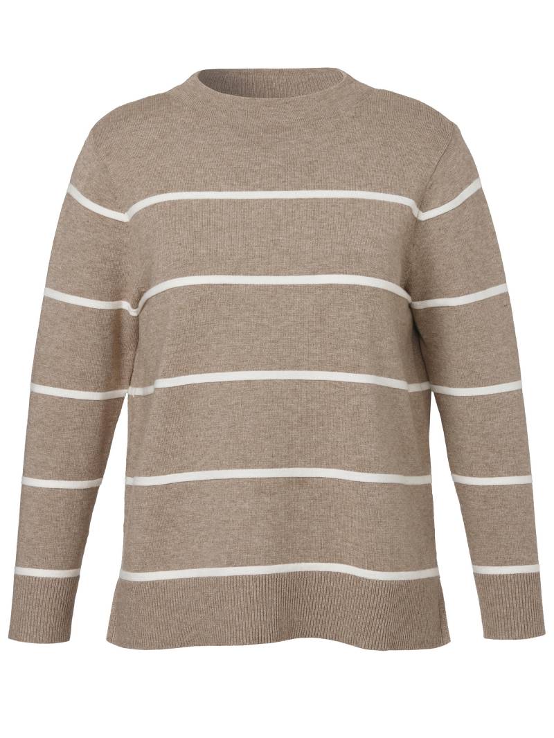 VIA APPIA DUE - Pullover Kelchkragen 1/1 Arm Ringel mokka melange /creme - Gr. - 42 von VIA APPIA DUE