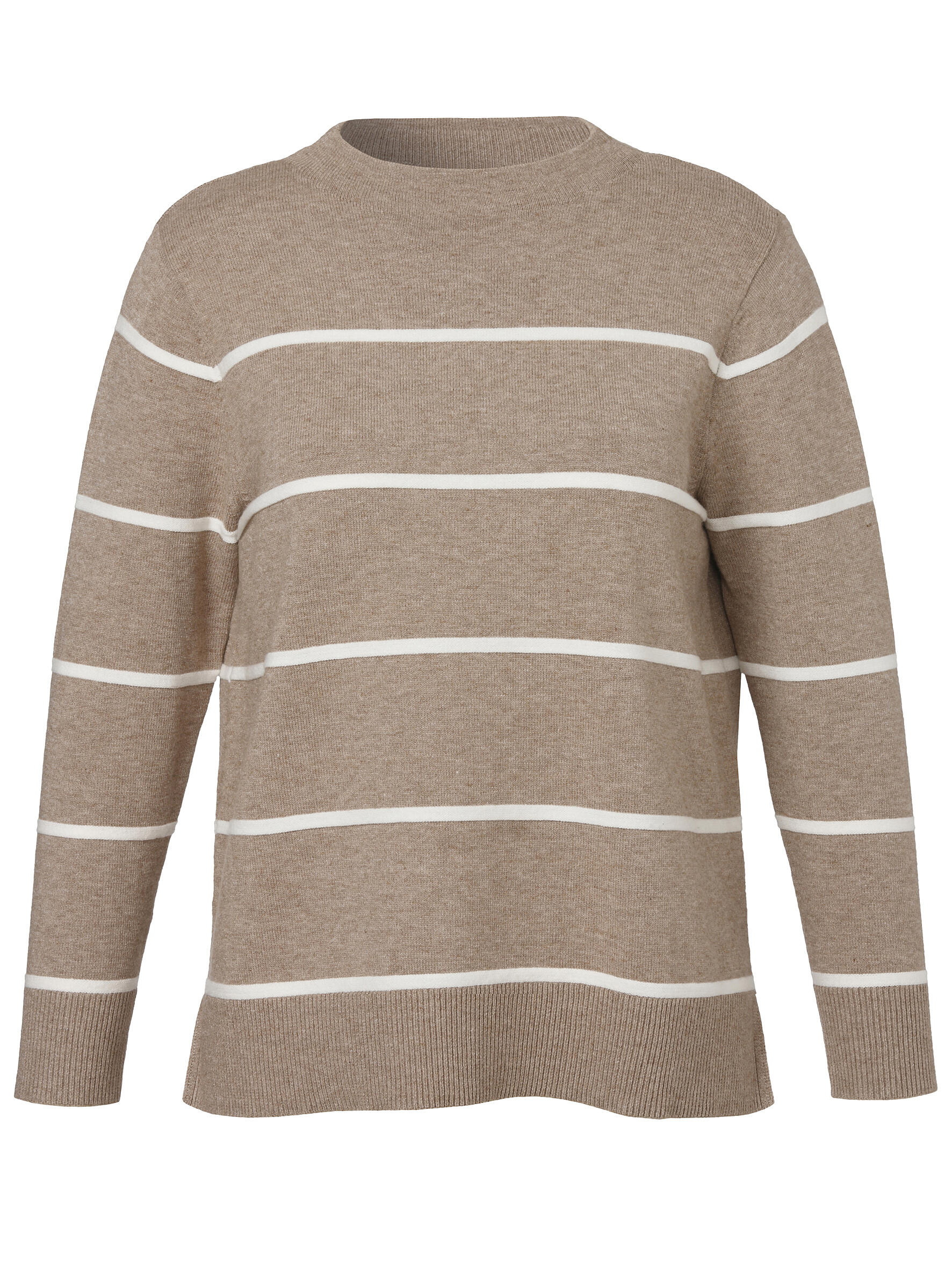 VIA APPIA DUE - Pullover Kelchkragen 1/1 Arm Ringel mokka melange /creme - Gr. - 52 von VIA APPIA DUE