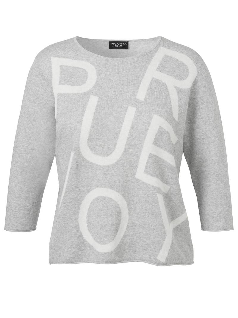 VIA APPIA DUE - Pullover Rundhals 3/4 Arm Jacquard silber melange /ecru - Gr. - 48 von VIA APPIA DUE