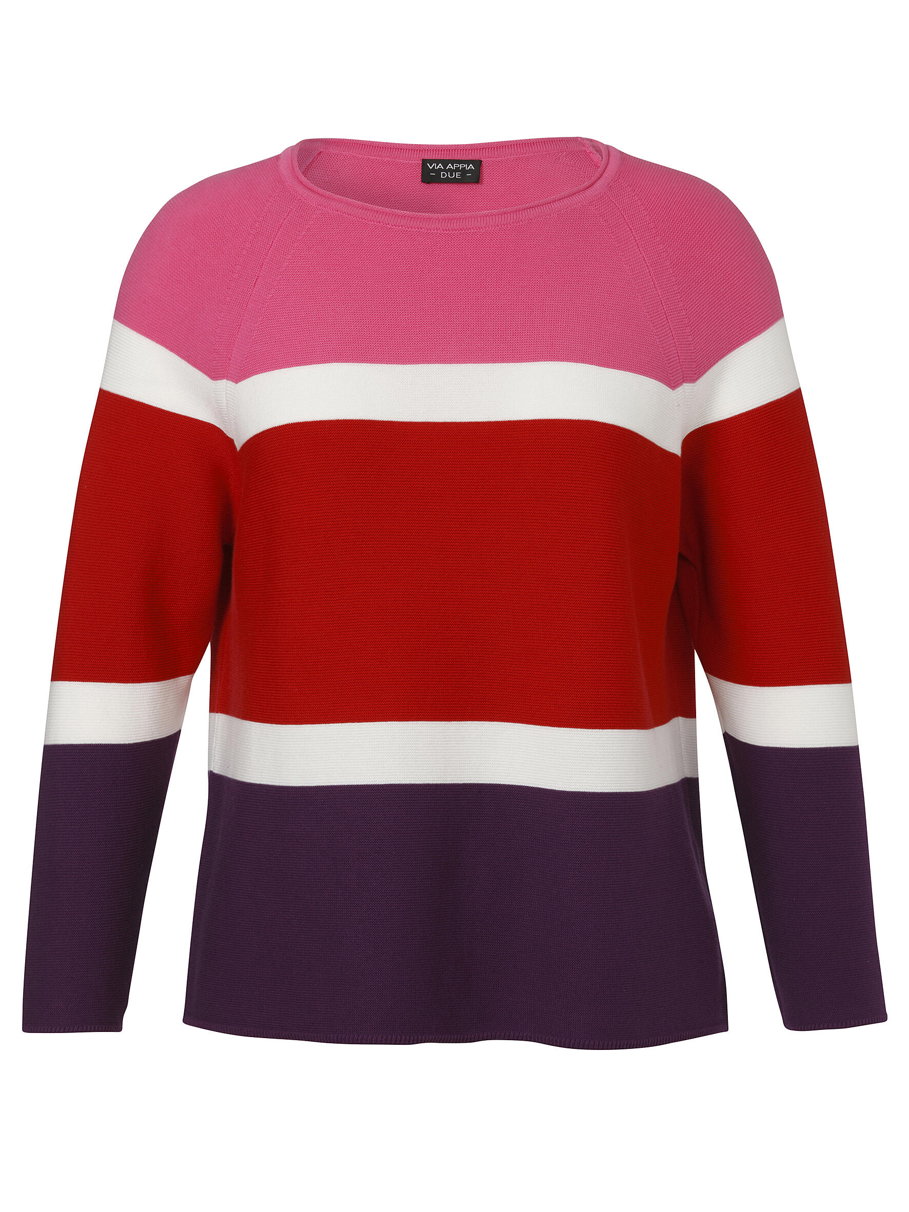 VIA APPIA DUE - Pullover U-Boot 1/1 Arm Struktur rot multicolor - Gr. - 42 von VIA APPIA DUE