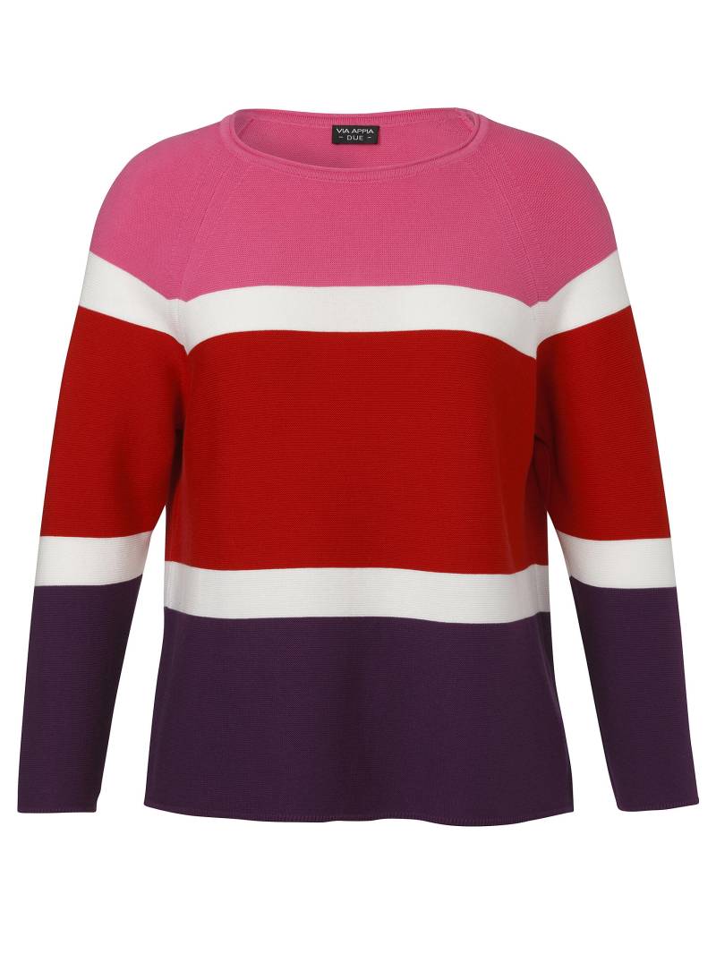 VIA APPIA DUE - Pullover U-Boot 1/1 Arm Struktur rot multicolor - Gr. - 42 von VIA APPIA DUE