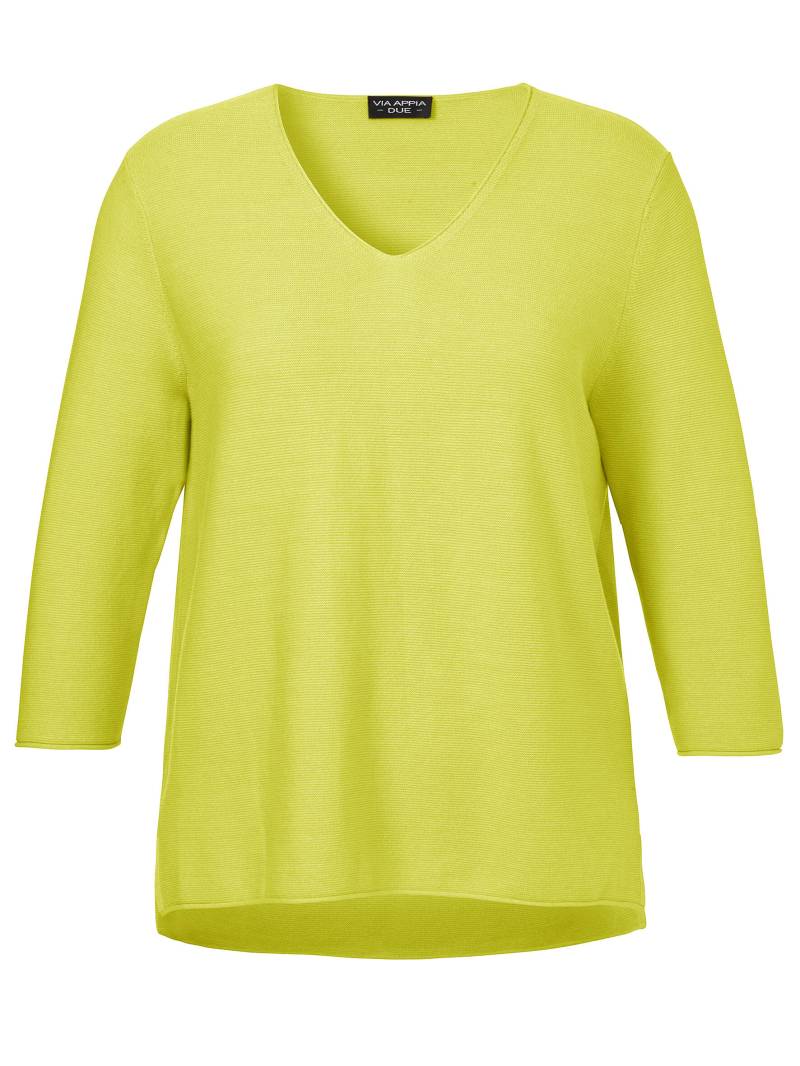 VIA APPIA DUE - Pullover V-Ausschnitt 3/4 Arm Struktur limette - Gr. - 48 von VIA APPIA DUE