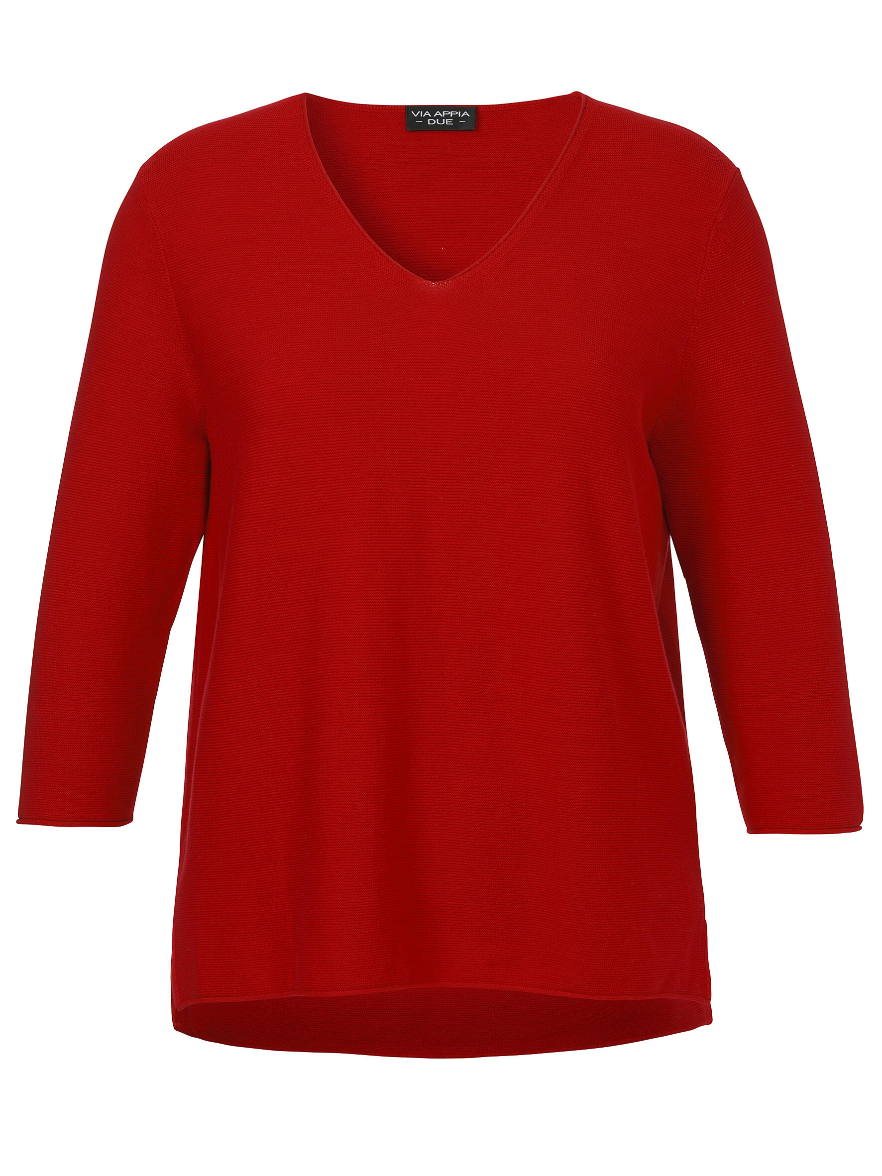 VIA APPIA DUE - Pullover V-Ausschnitt 3/4 Arm Struktur rot - Gr. - 42 von VIA APPIA DUE