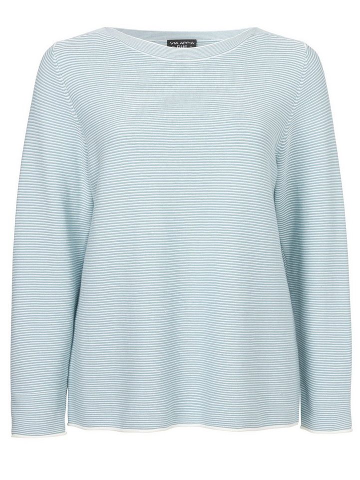 VIA APPIA DUE Rundhalspullover Dezenter Pullover mit gestreiftem Allover-Muster im unifarbenen Design von VIA APPIA DUE