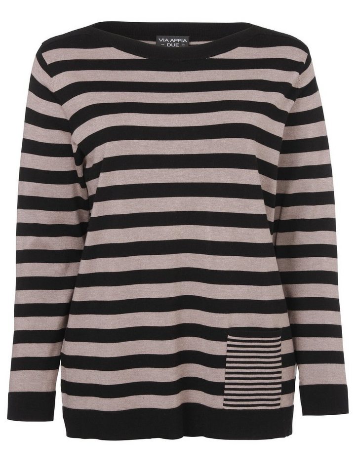 VIA APPIA DUE Rundhalspullover Modischer Pullover mit gestreiftem Allover-Muster von VIA APPIA DUE