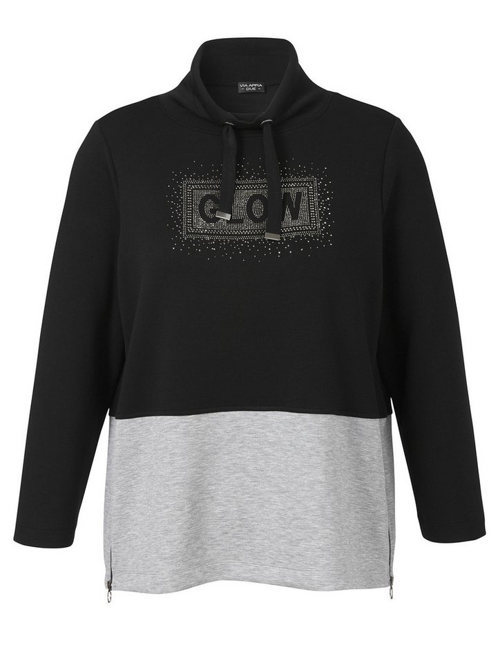 VIA APPIA DUE Sweatshirt (1-tlg) mit Motiv aus Silbersteinchen, große Größen von VIA APPIA DUE