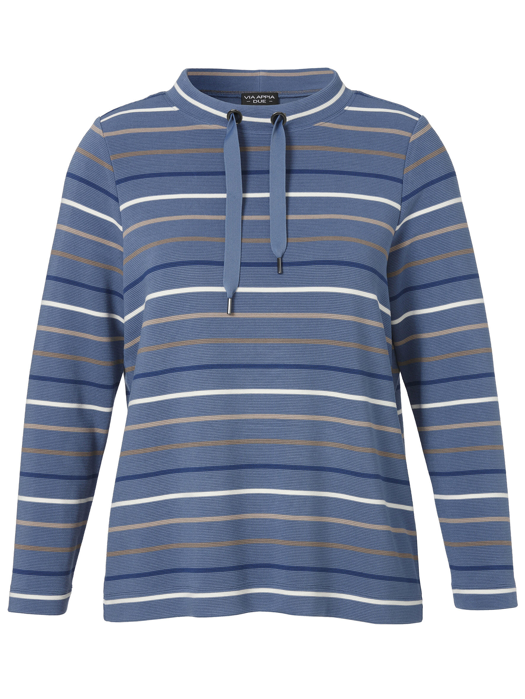 VIA APPIA DUE - Sweatshirt Kelchkragen 1/1 Arm Ringel bleu multicolor - Gr. - 52 von VIA APPIA DUE