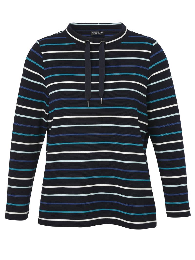 VIA APPIA DUE - Sweatshirt Kelchkragen 1/1 Arm Ringel dunkelblau multicol - Gr. - 50 von VIA APPIA DUE