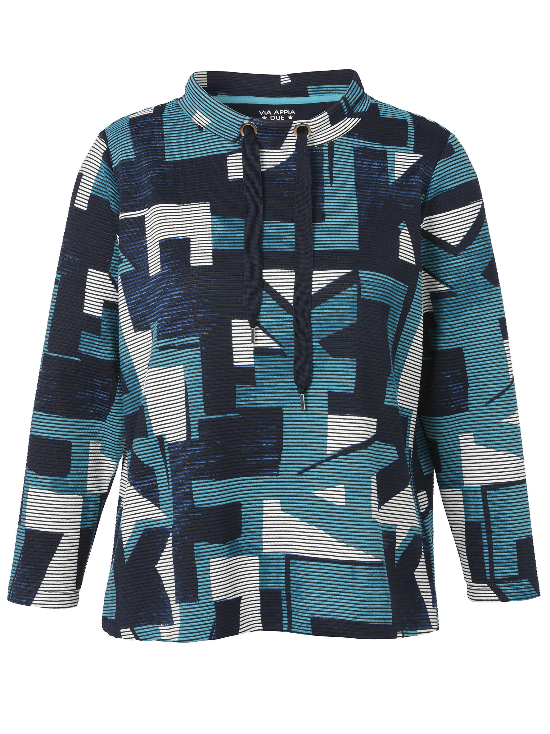 VIA APPIA DUE - Sweatshirt Kragen 1/1 Arm Druck smaragd multicolor - Gr. - 46 von VIA APPIA DUE
