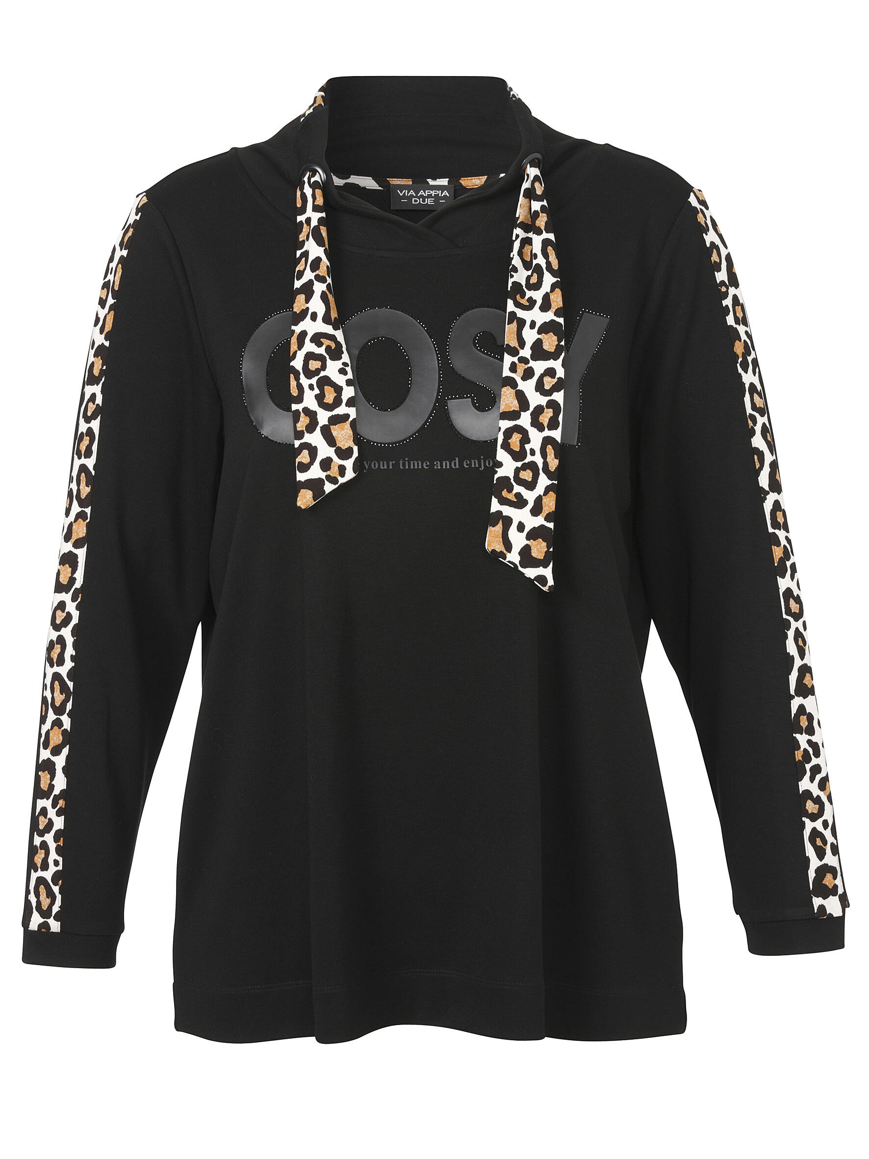 VIA APPIA DUE - Sweatshirt Kragen 1/1 Arm schwarz multicolor - Gr. - 50 von VIA APPIA DUE